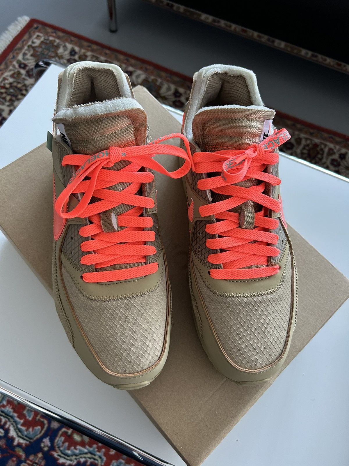 Off white air max 90 desert ore laces best sale