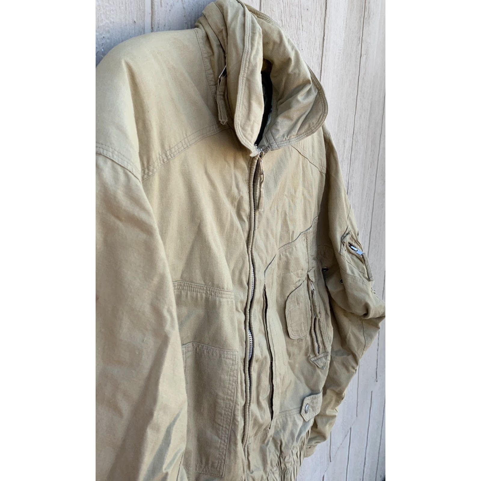 Vintage VINTAGE Weekends Jacket Cotton Bomber All Over Print Lining Shoulder Pads M Beige 80s 90s Zip Mens Size US M / EU 48-50 / 2 - 7 Thumbnail
