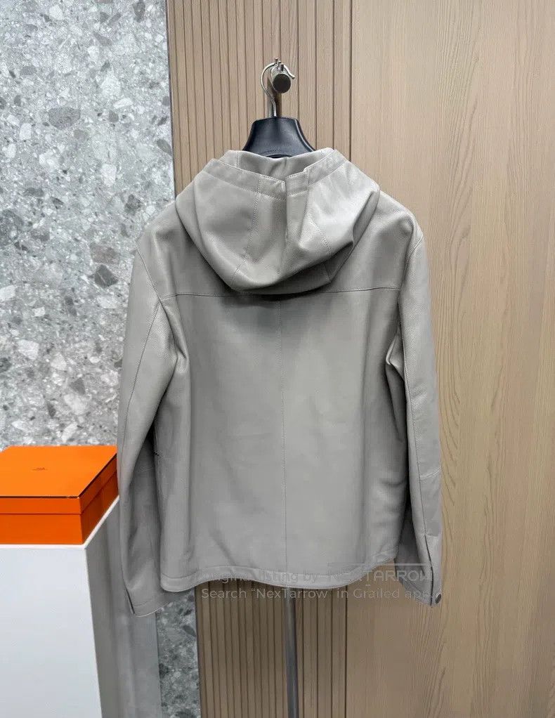Hermes Hermes 24 Spring-Summer Light Grey Leather Jacket, Calfski Size US M / EU 48-50 / 2 - 5 Thumbnail