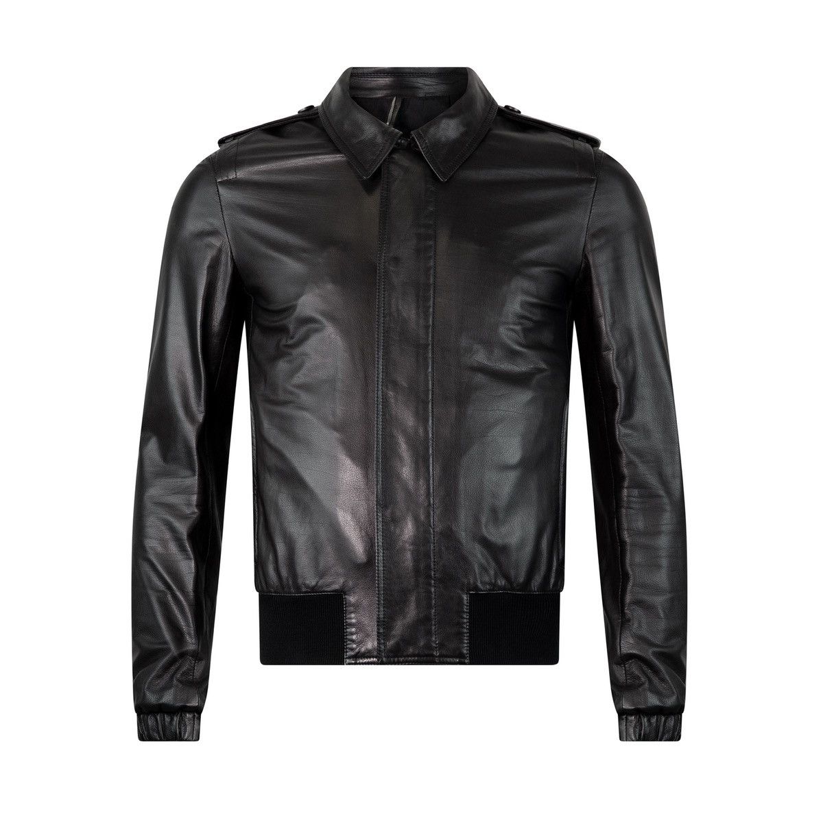 image of Dior Homme By Hedi Slimane 0E Black Leather Jacket 44, Men's (Size Small)