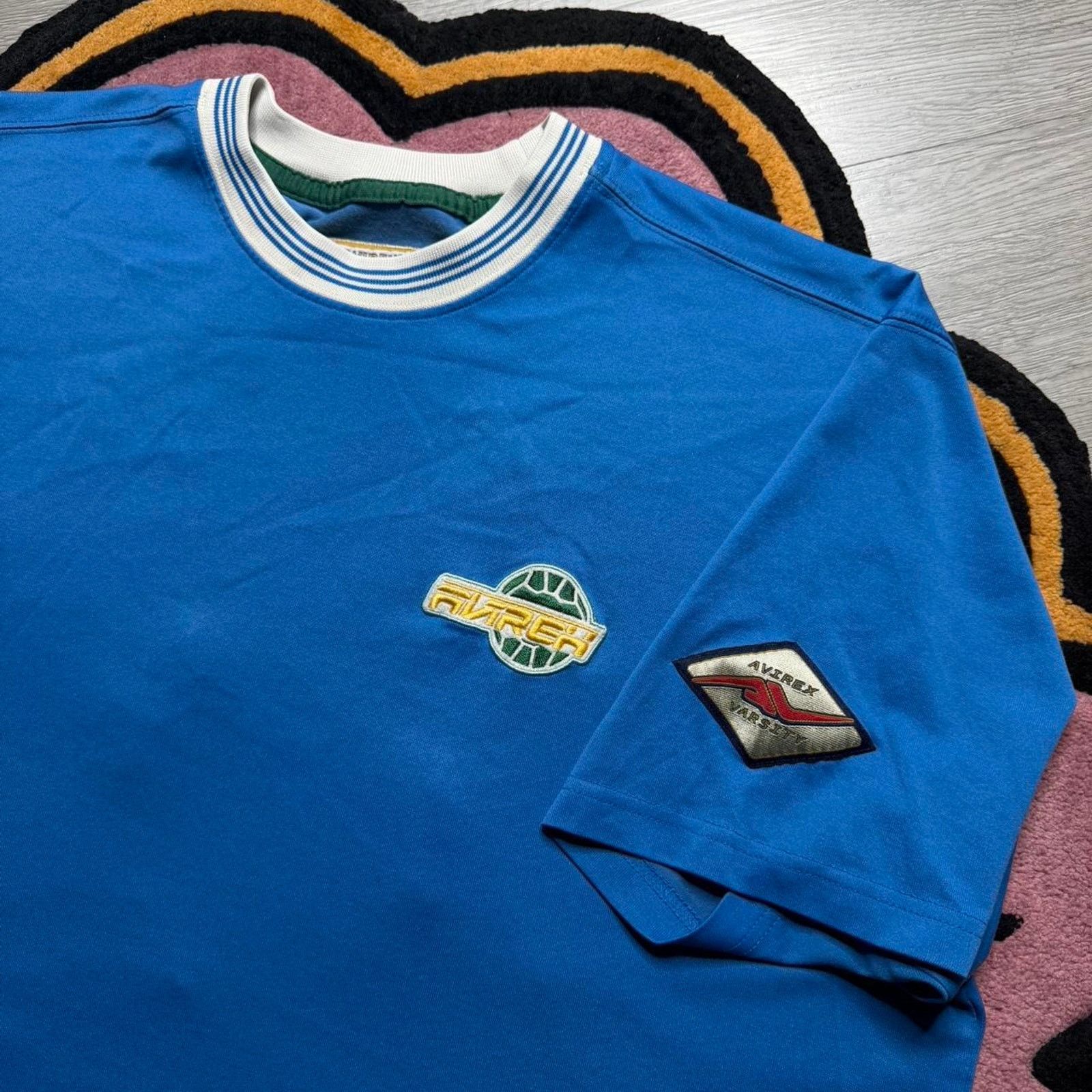 Avirex × Vintage Vintage Y2K Avirex Embroidered Logo S/S Jersey Size 3XL Blue Size US XXL / EU 58 / 5 - 2 Thumbnail
