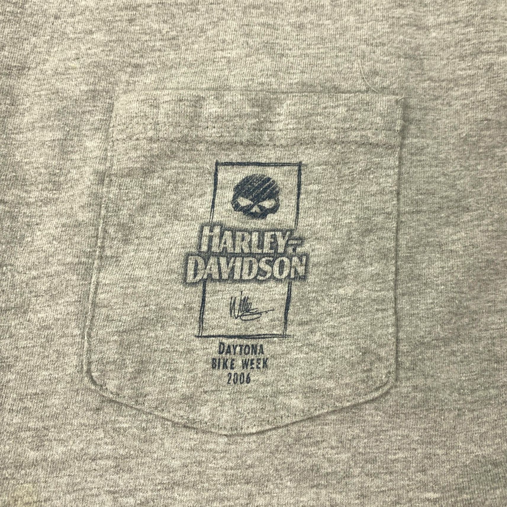Harley Davidson VINTAGE Harley-Davidson Shirt Mens 3XL Gray Daytona Bike Week 2006 Pocket USA Size US XXL / EU 58 / 5 - 2 Thumbnail