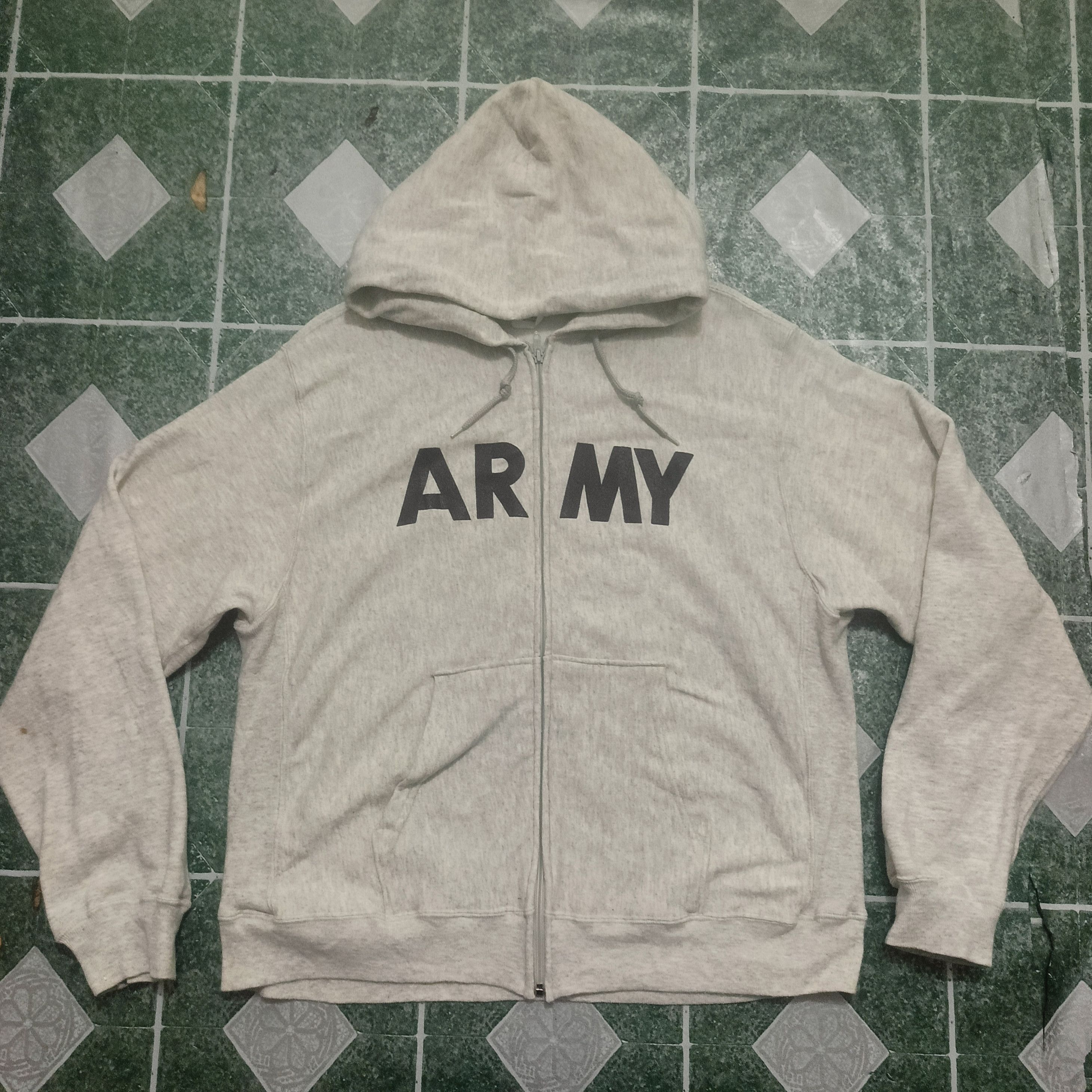image of Military x Talon VTG Army Hoodie Talon Zipper in Grey, Men's (Size XL)