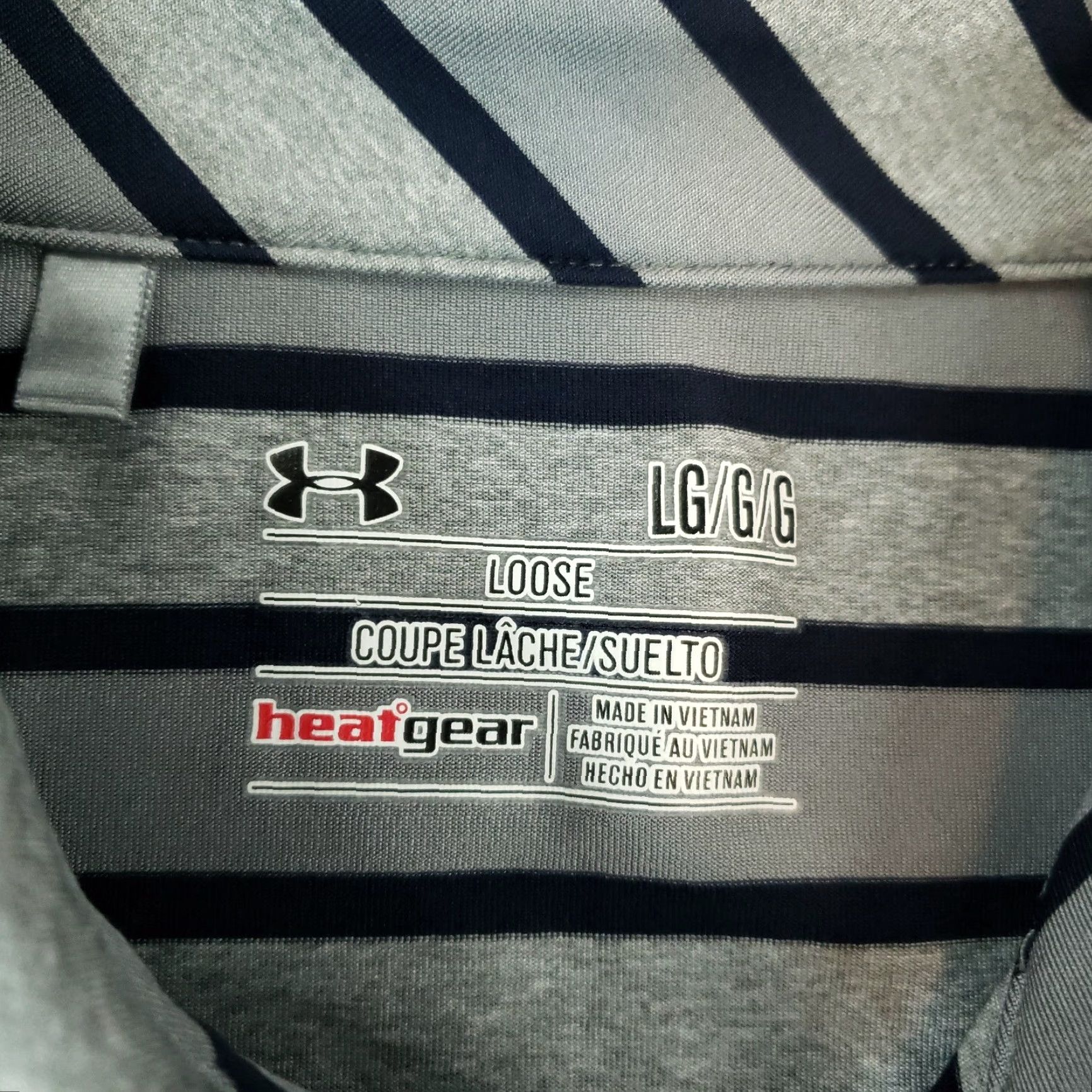 Under Armour Under Armour Polo Shirt Mens Large Gray Striped Golf Activewear Loose Stretch Size US L / EU 52-54 / 3 - 6 Thumbnail