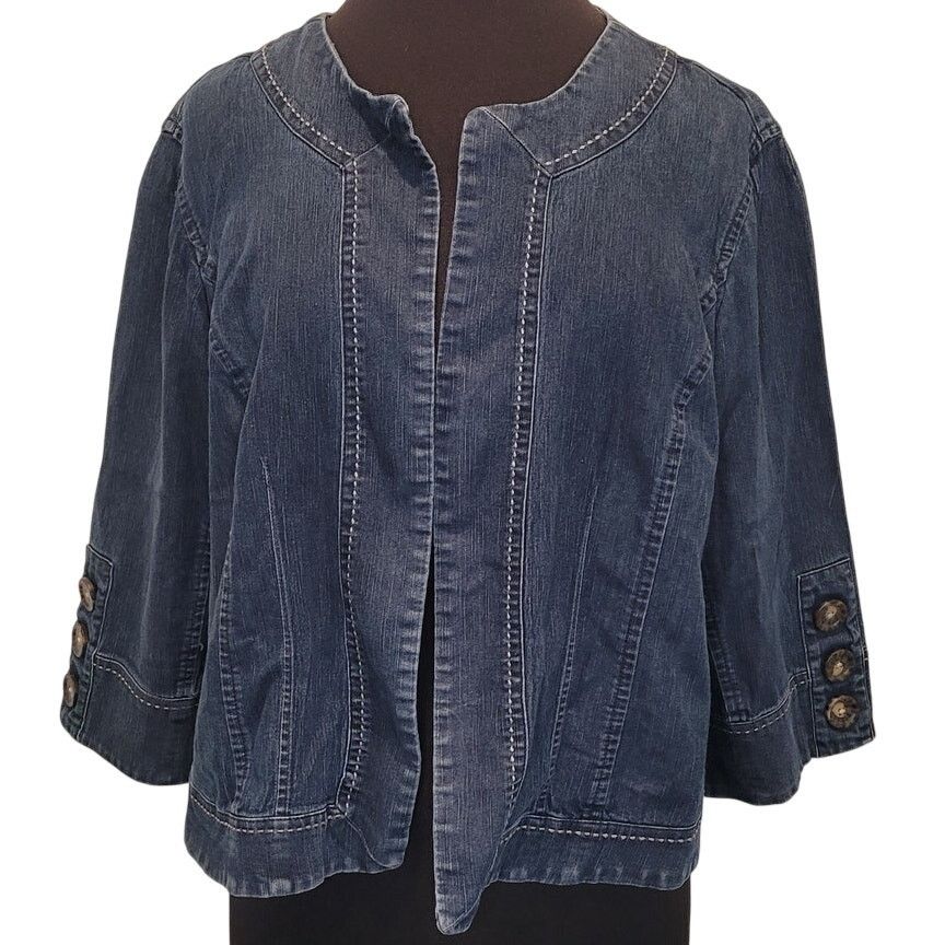 Vintage Cato Swing Denim Jacket 18/20W Open Front Plus Size EUC Size XXL / US 16-18 / IT 52-54 - 1 Thumbnail