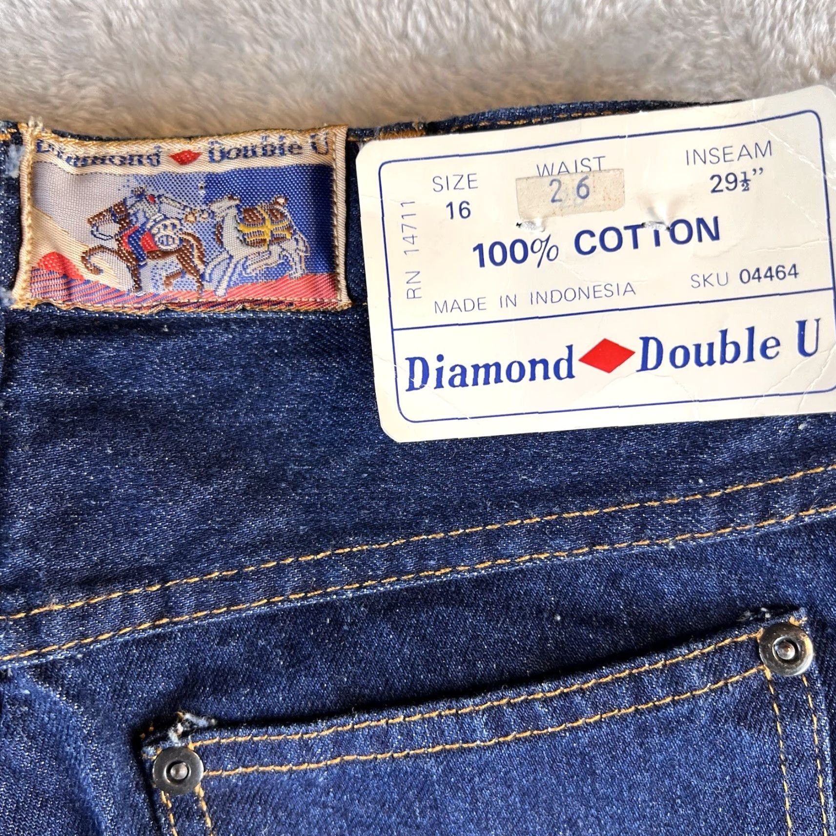 Doublet VINTAGE Diamond Double U Jeans Womens 16 Blue Deadstock 1970s 1980s Size 38" / US 16 / IT 52 - 4 Thumbnail