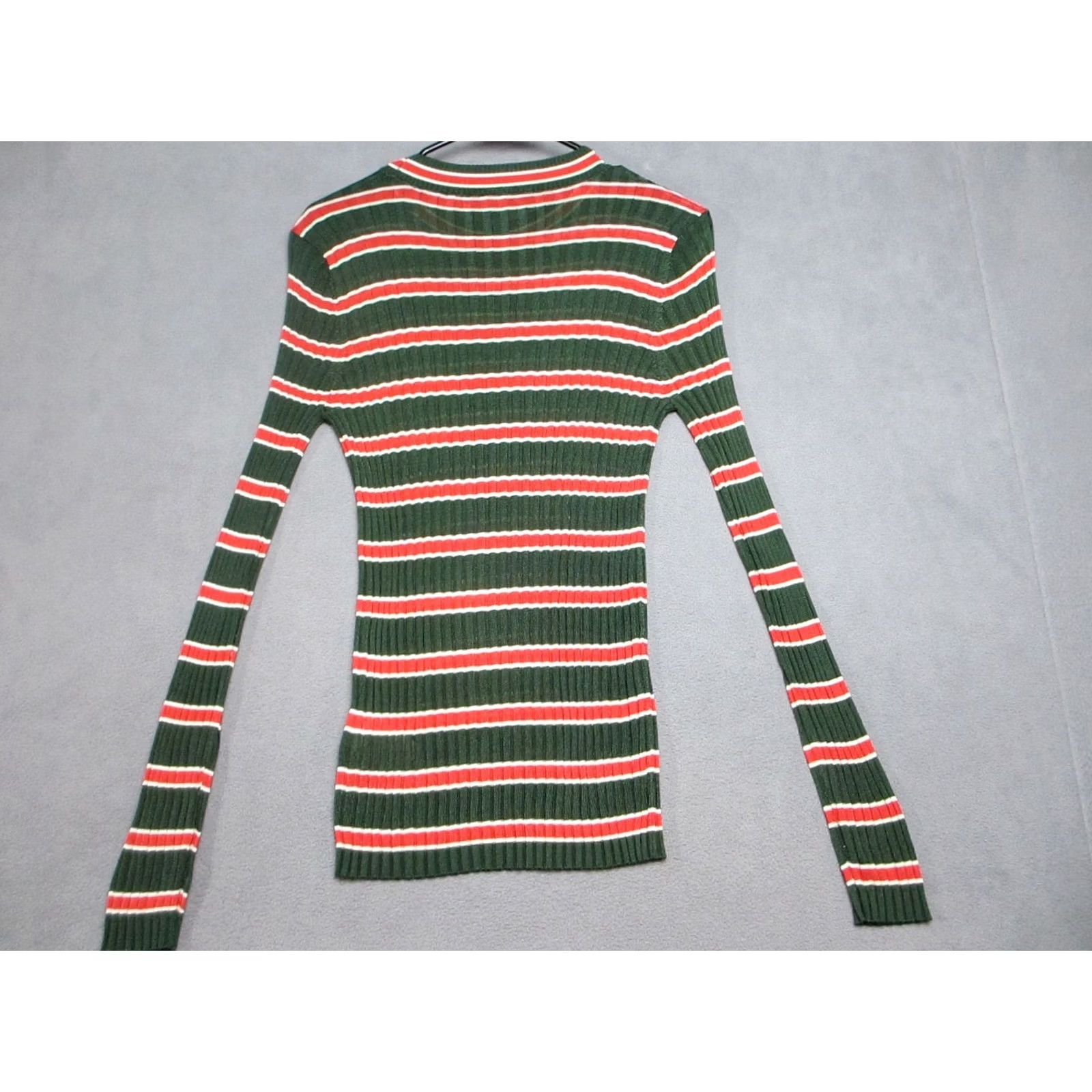 Scotch & Soda Scotch & Soda Maison Scotch Sweater Womens XS Green Red Striped Mille Nuits Pullover Crew Neck Knit Viscose Casual Women XS Green Size XS / US 0-2 / IT 36-38 - 5 Thumbnail