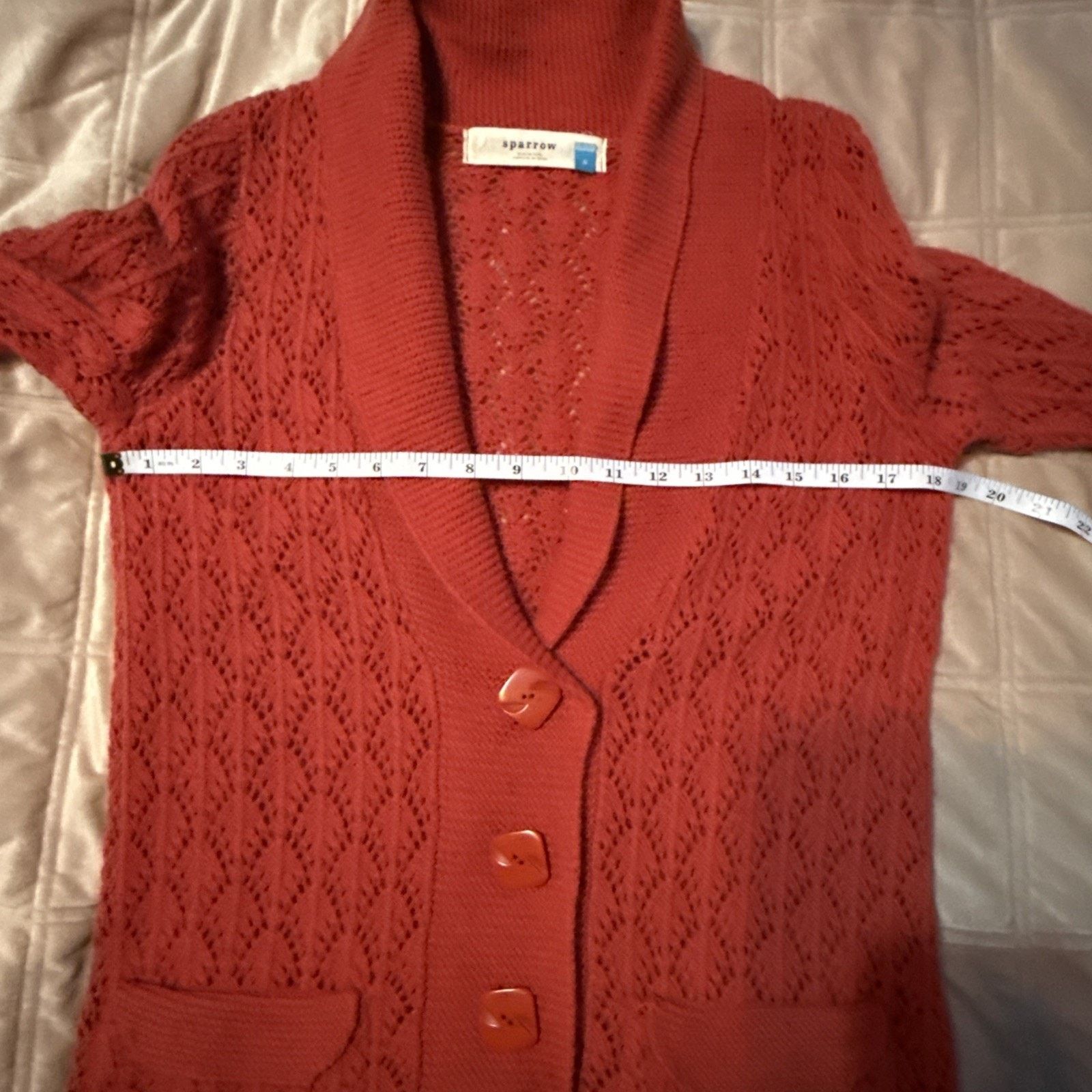 Anthropologie Anthro Sparrow Lambswool Angora Cardigan Rust Small pockets Size S / US 4 / IT 40 - 6 Thumbnail