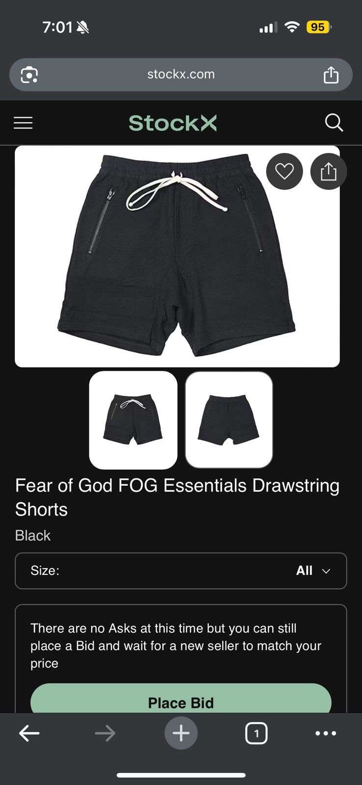 Fear of God 🔥OG Fear of God Essentials Drawstring Shorts Black SZ Small Size US 32 / EU 48 - 11 Thumbnail
