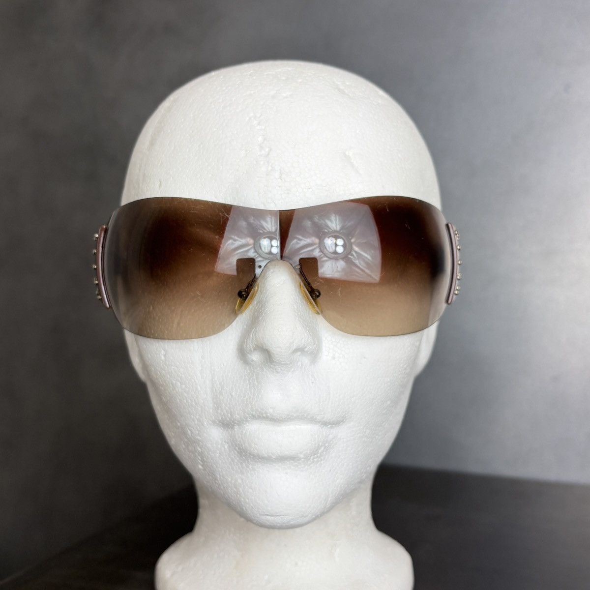Prada 2011 Prada Sunglasses Y2K Prada Studded Shield Wrap SPR 29L Size ONE SIZE - 5 Thumbnail
