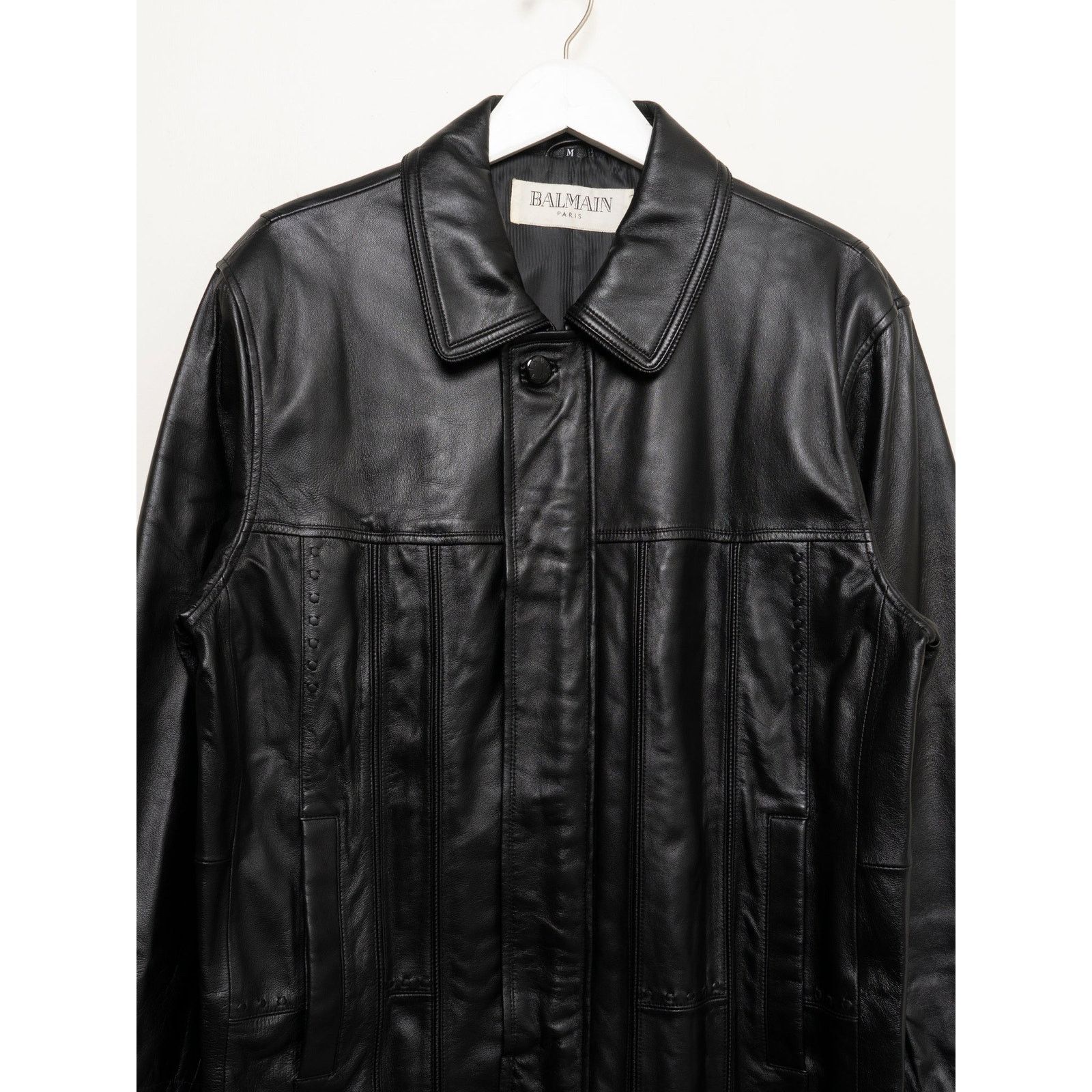 Balmain Leather Lambskin Coat Size US M / EU 48-50 / 2 - 2 Thumbnail