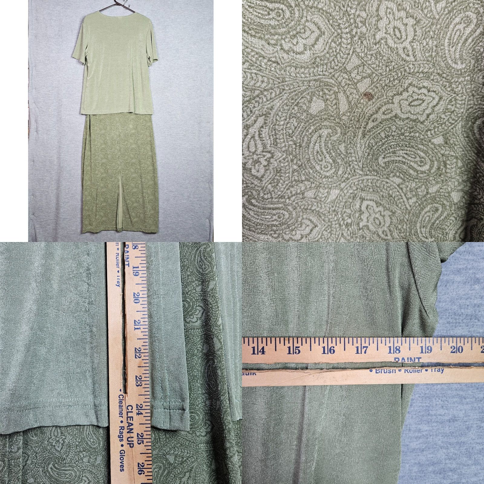 Vintage VINTAGE Lira Green Floral Dress 2 Piece Set Cover Up Women M Size All Season Lightweight Pockets A-Line Shirt? Size M / US 6-8 / IT 42-44 - 8 Thumbnail