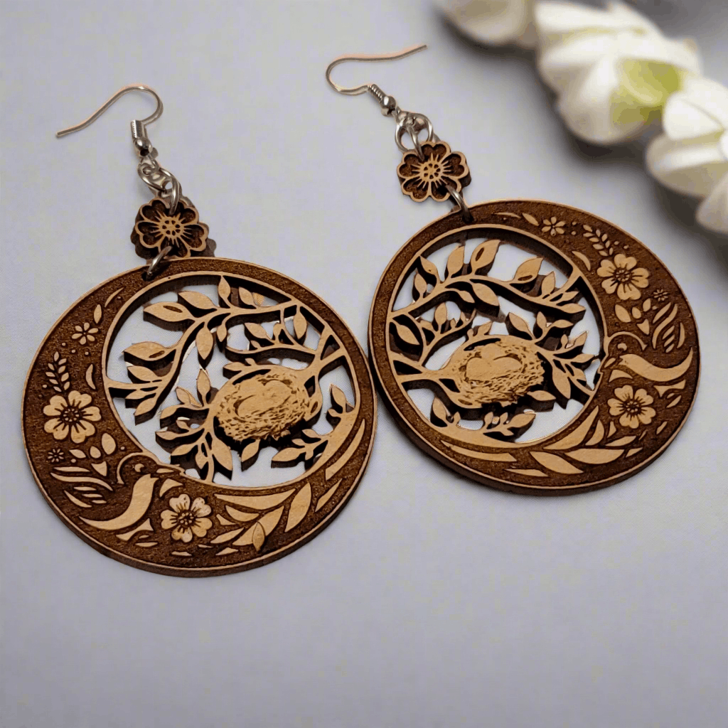 Handmade Handmade Nest Maple Wood Dangle Earrings Size ONE SIZE - 1 Thumbnail