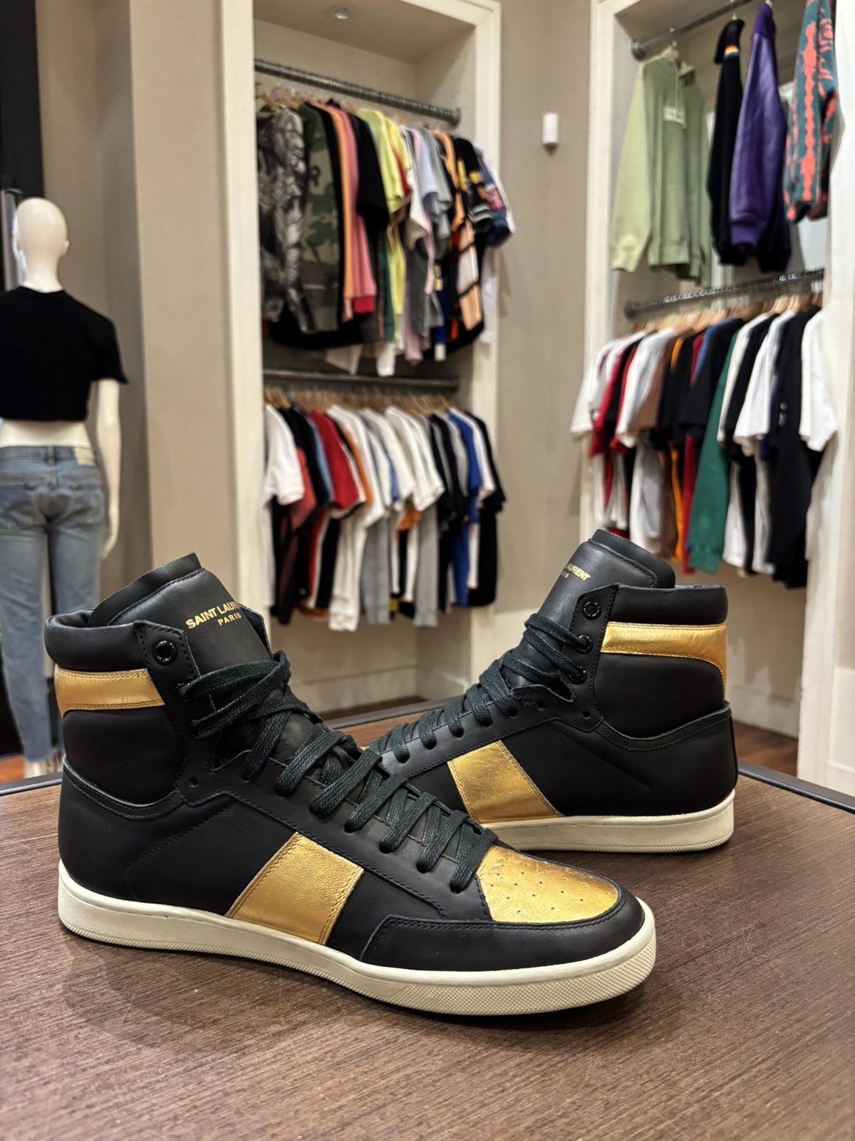 Saint Laurent Paris Saint Laurent SL/10H Sneakers Black/Gold Size US 8 / EU 41 - 5 Thumbnail
