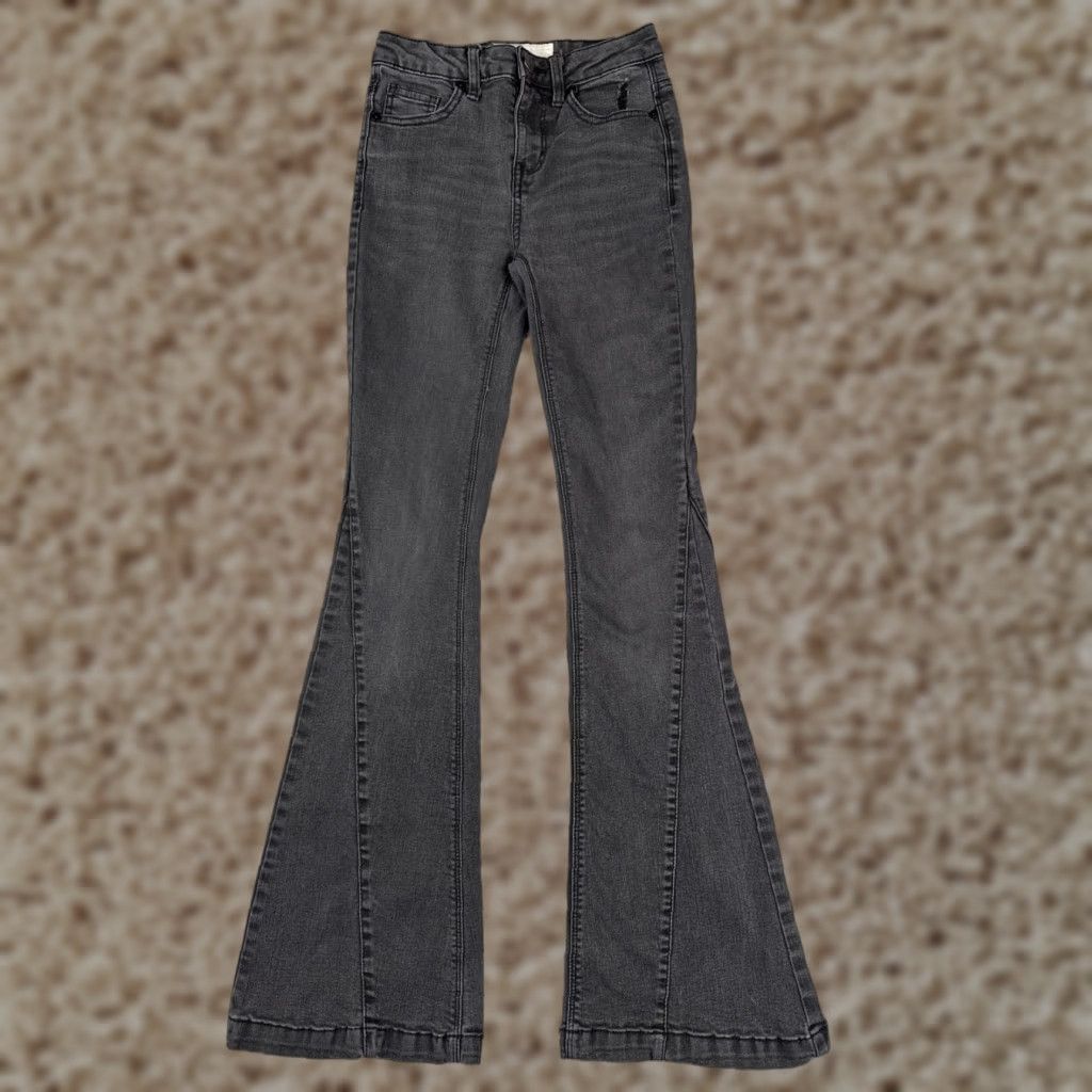 Vintage Ban Jara Jeans Womens 0 Black Denim Wide Flare Cotton Blend Mid Rise 24x30 Size 25" / US 0 / IT 36 - 1 Thumbnail