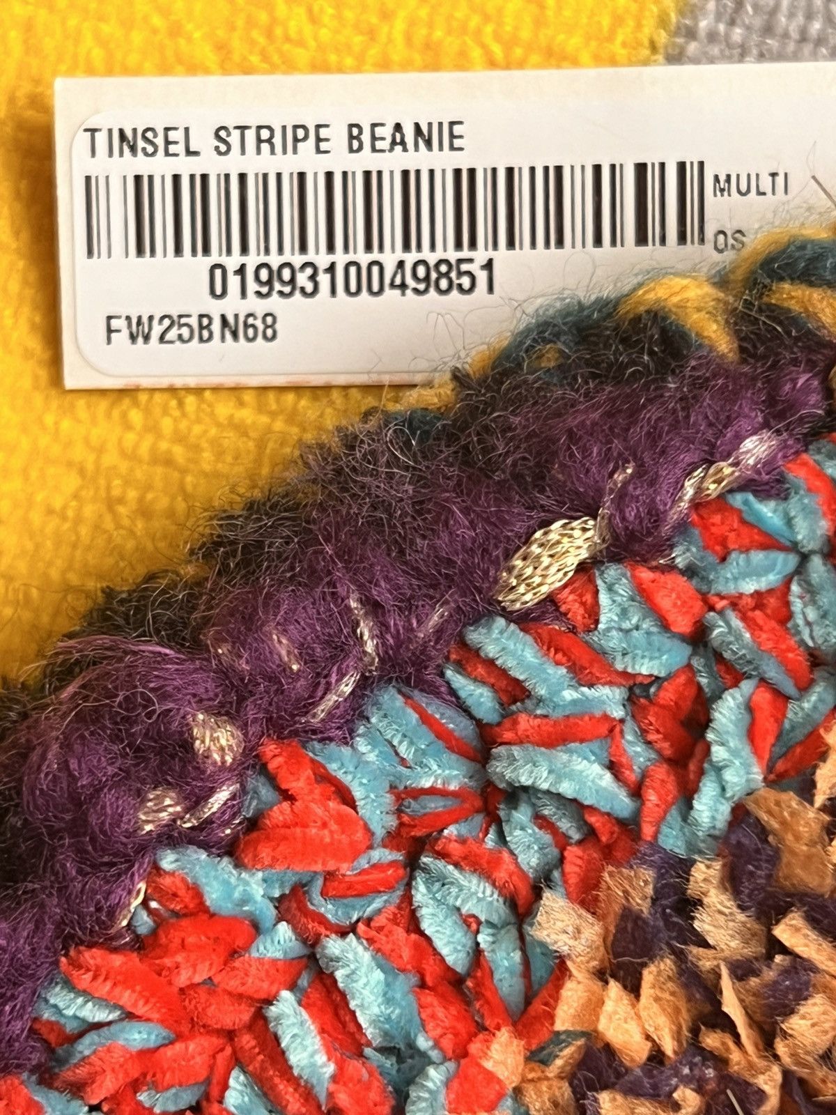 Supreme Tinsel Stripe Beanie Multicolor FW25 cap patchwork