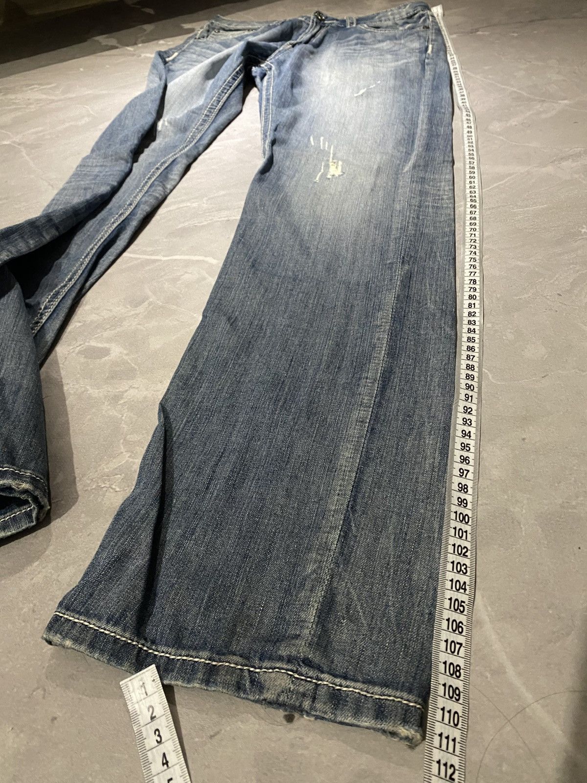 00s EDWIN archive grunge denim swag y2k Rare Swag Distressed Faded 