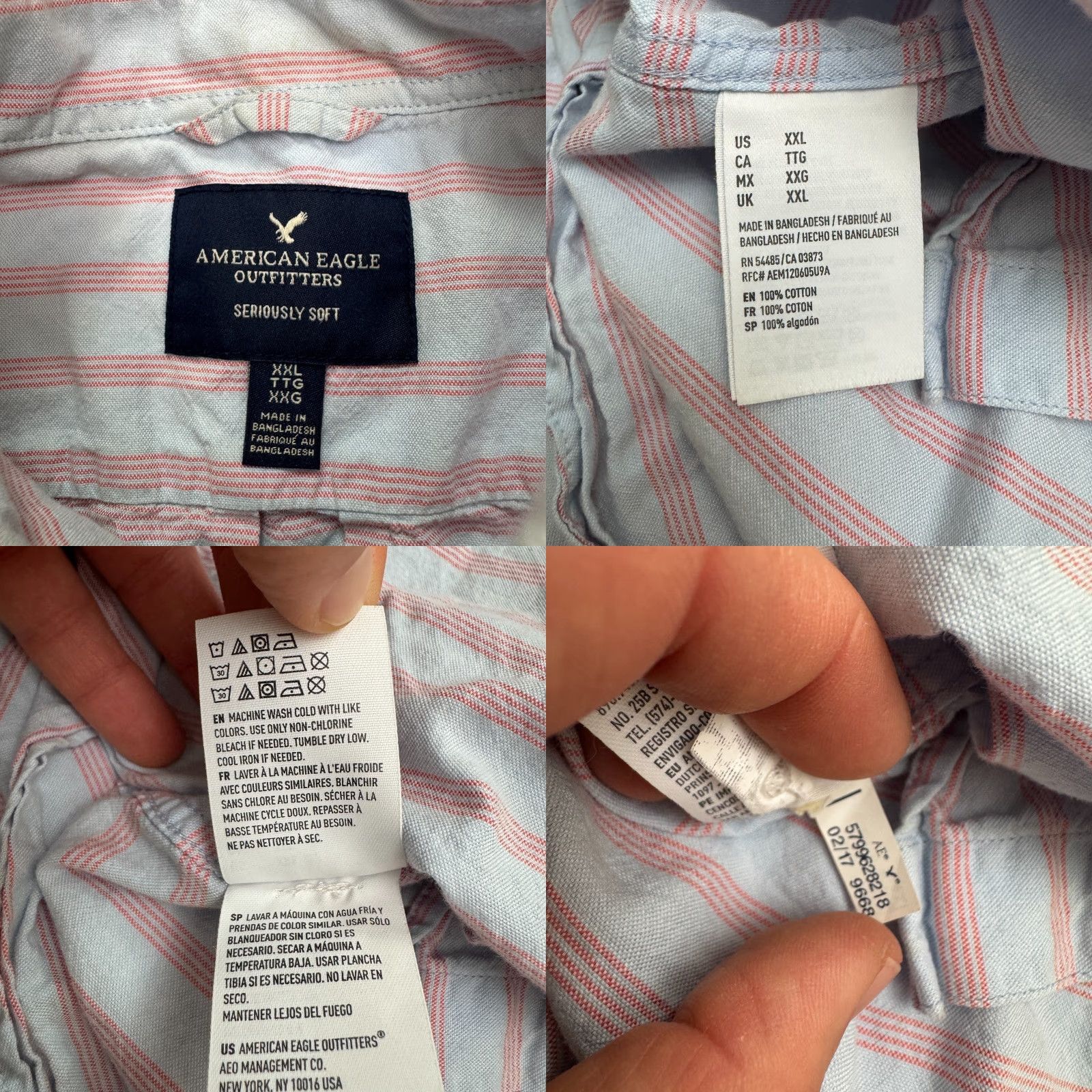 American Eagle Outfitters American Eagle Outfitters Shirt Mens XXL Multicolor Striped Cotton Size US XXL / EU 58 / 5 - 8 Thumbnail