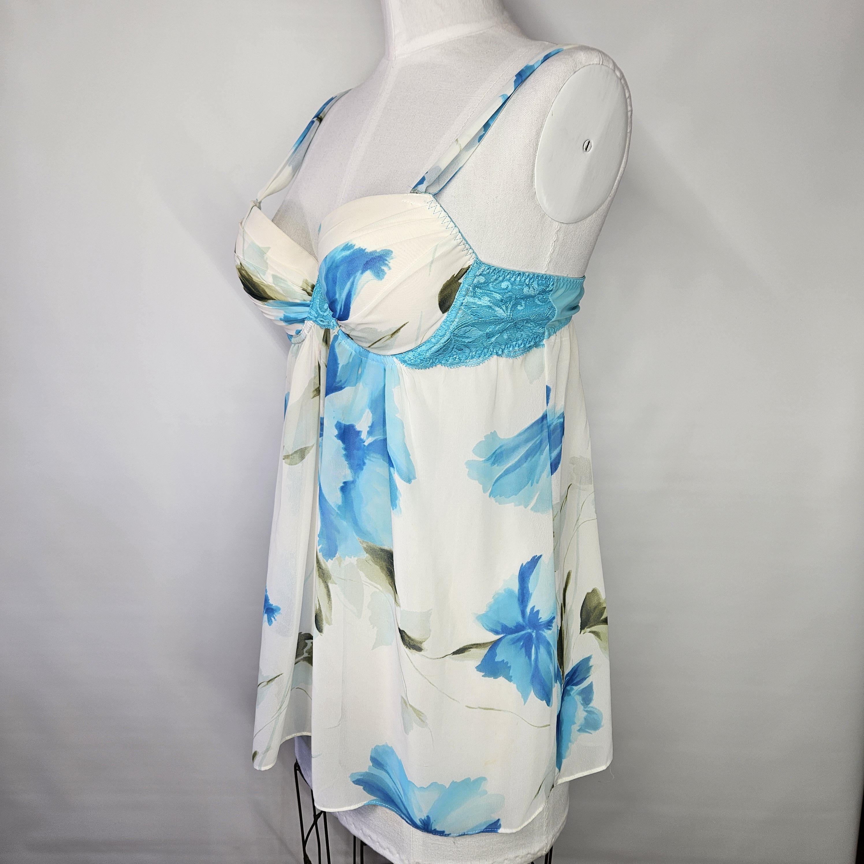 Other In Bloom Size L 2 Pc. Teddy & Robe Floral Chiffon Cream Bl Size ONE SIZE - 7 Thumbnail