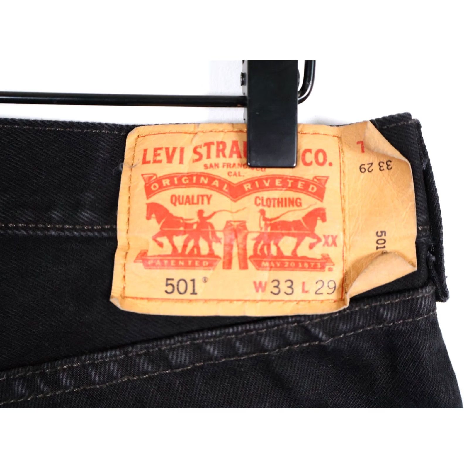 Levi's Levi's 501 Jeans Men's 32 x 26 Black Denim Button Fly Distressed Straight Leg Vintage Grunge Retro Mens Size US 32 / EU 48 - 3 Thumbnail