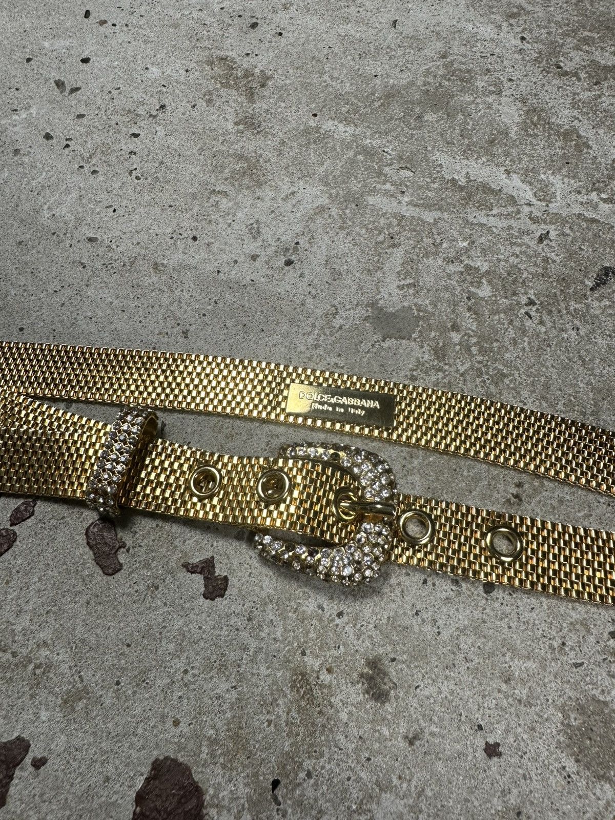 Dolce & Gabbana Dolce & Gabbana Gold Crystal Rhinestones Mesh Belt Size 36 - 8 Thumbnail