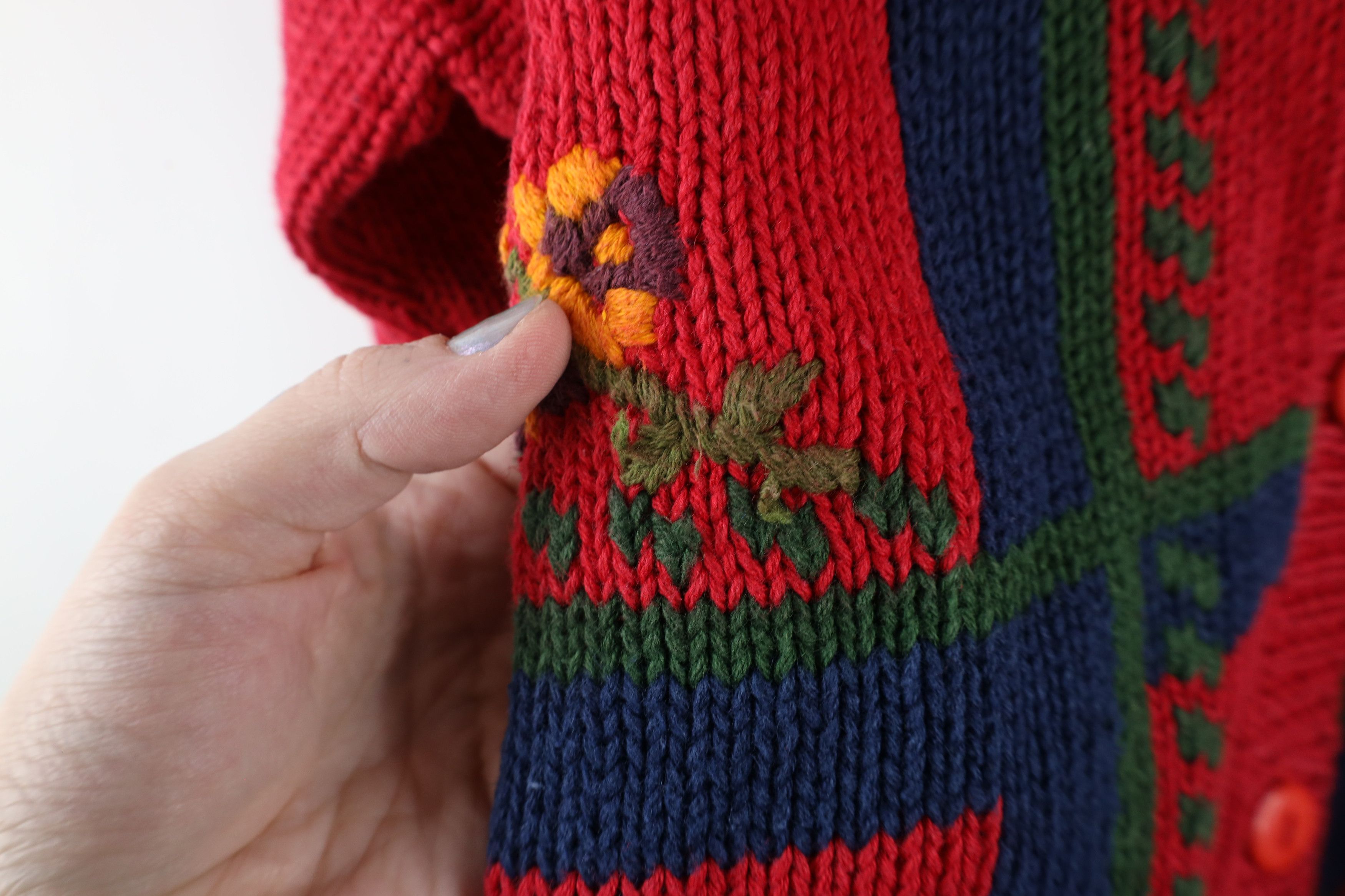 Vintage Vintage 90s Country Primitive Embroidered Cardigan Sweater Size L / US 10 / IT 46 - 11 Thumbnail