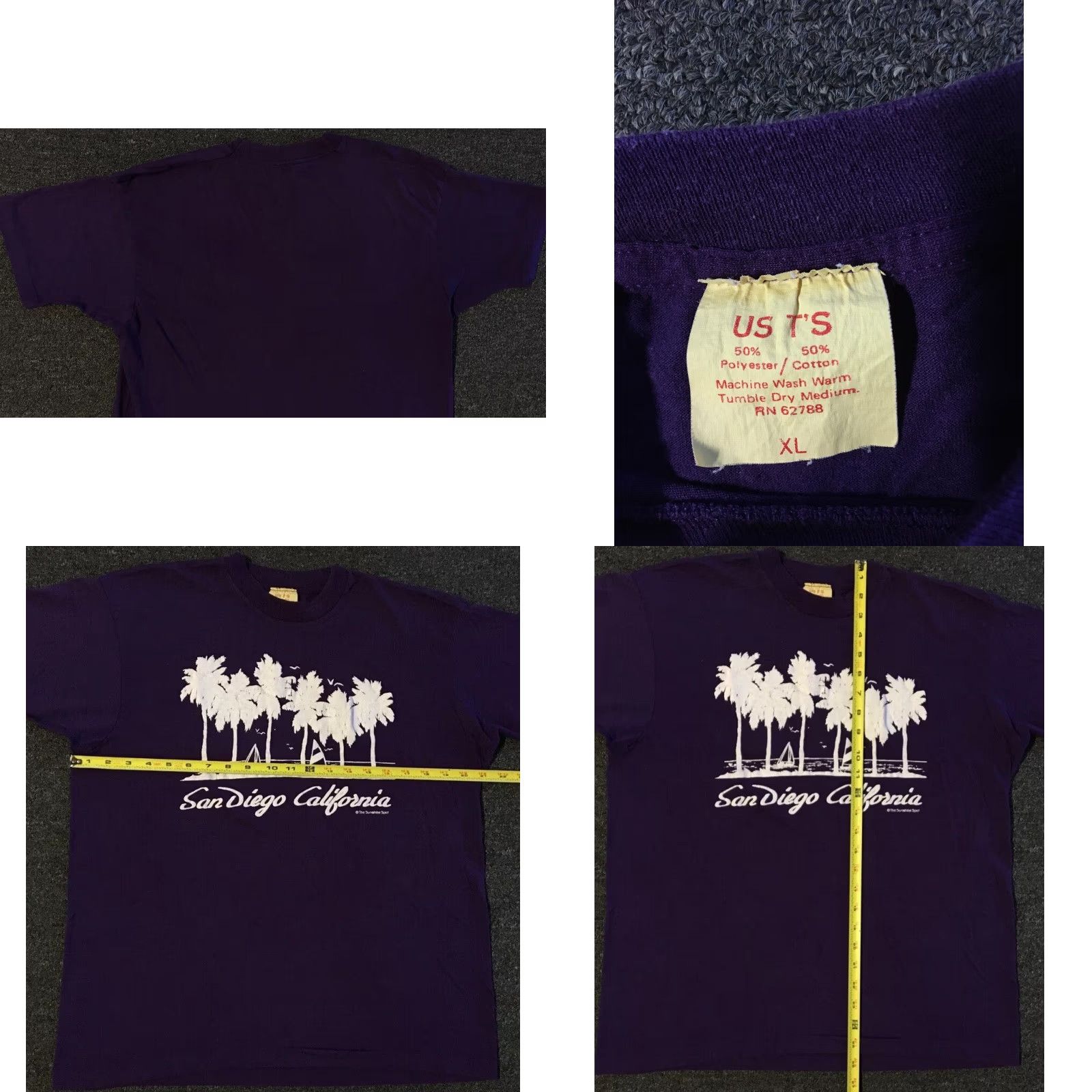 Vintage VINTAGE San Diego 80s Shirt S California Beach Palm Tree Surf Grunge OP 90s Single Stitch T-Shirt Mens Purple Size S Size US S / EU 44-46 / 1 - 8 Thumbnail