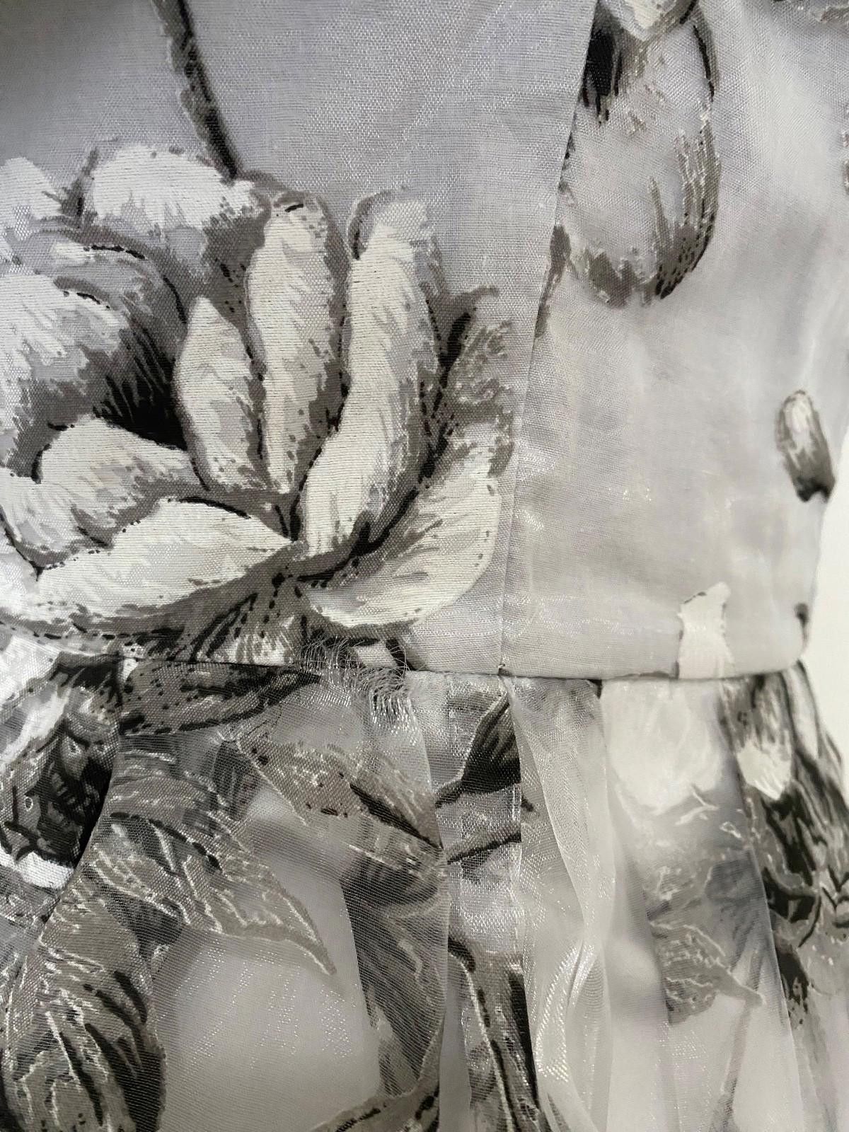 Asos NWT ASOS Organza Floral Dress in Silver (US 0) Size XS / US 0-2 / IT 36-38 - 9 Thumbnail