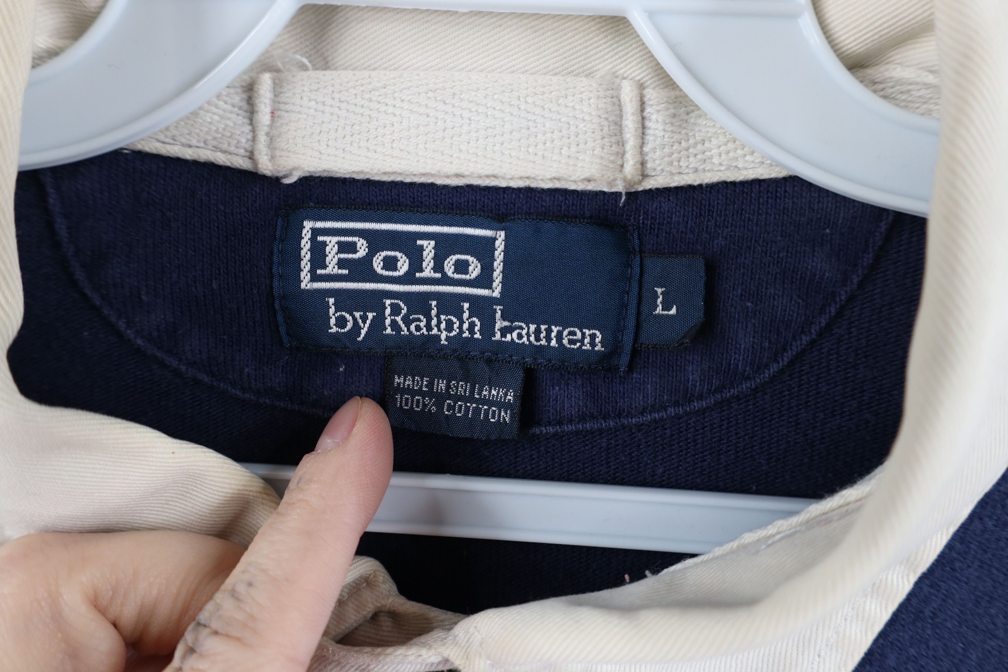 Ralph Lauren × Vintage Vintage 90s Ralph Lauren Long Sleeve Rugby Polo Striped Size US L / EU 52-54 / 3 - 10 Thumbnail