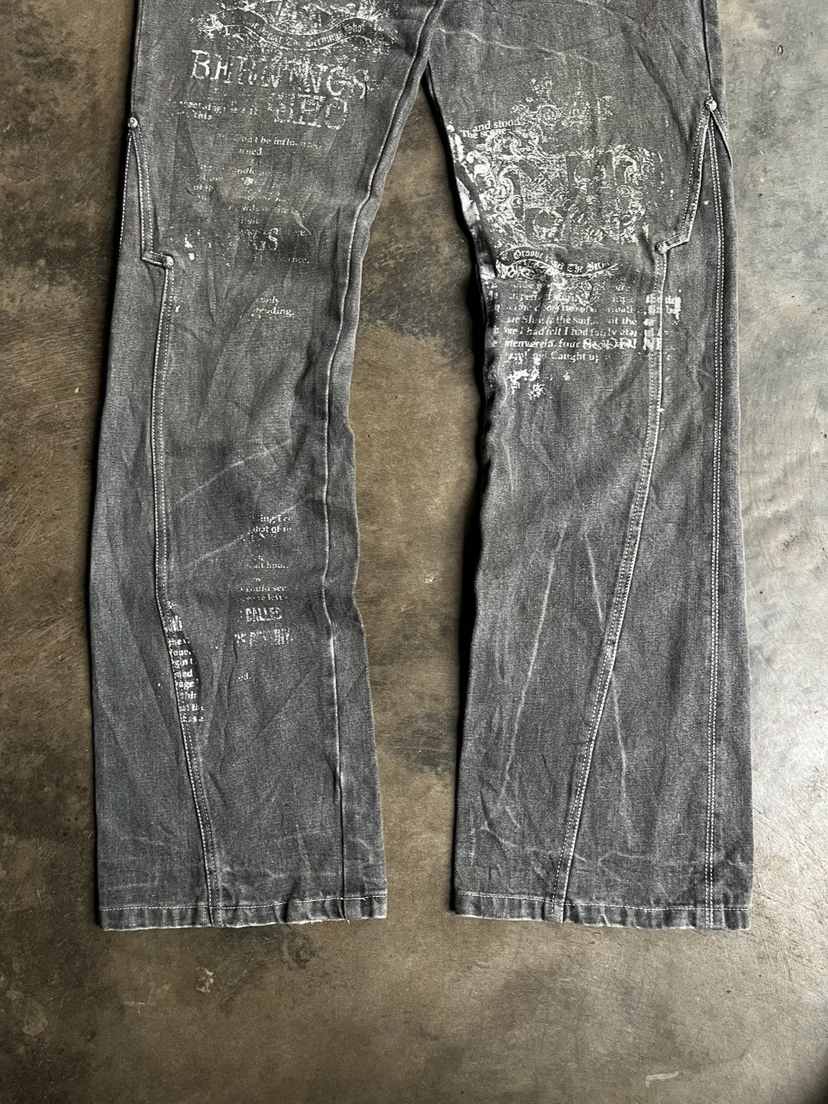 Tornado Mart Bernings Sho Flare Gothic Poem Boot Cut Wash Denim Pants Size US 30 / EU 46 - 7 Thumbnail