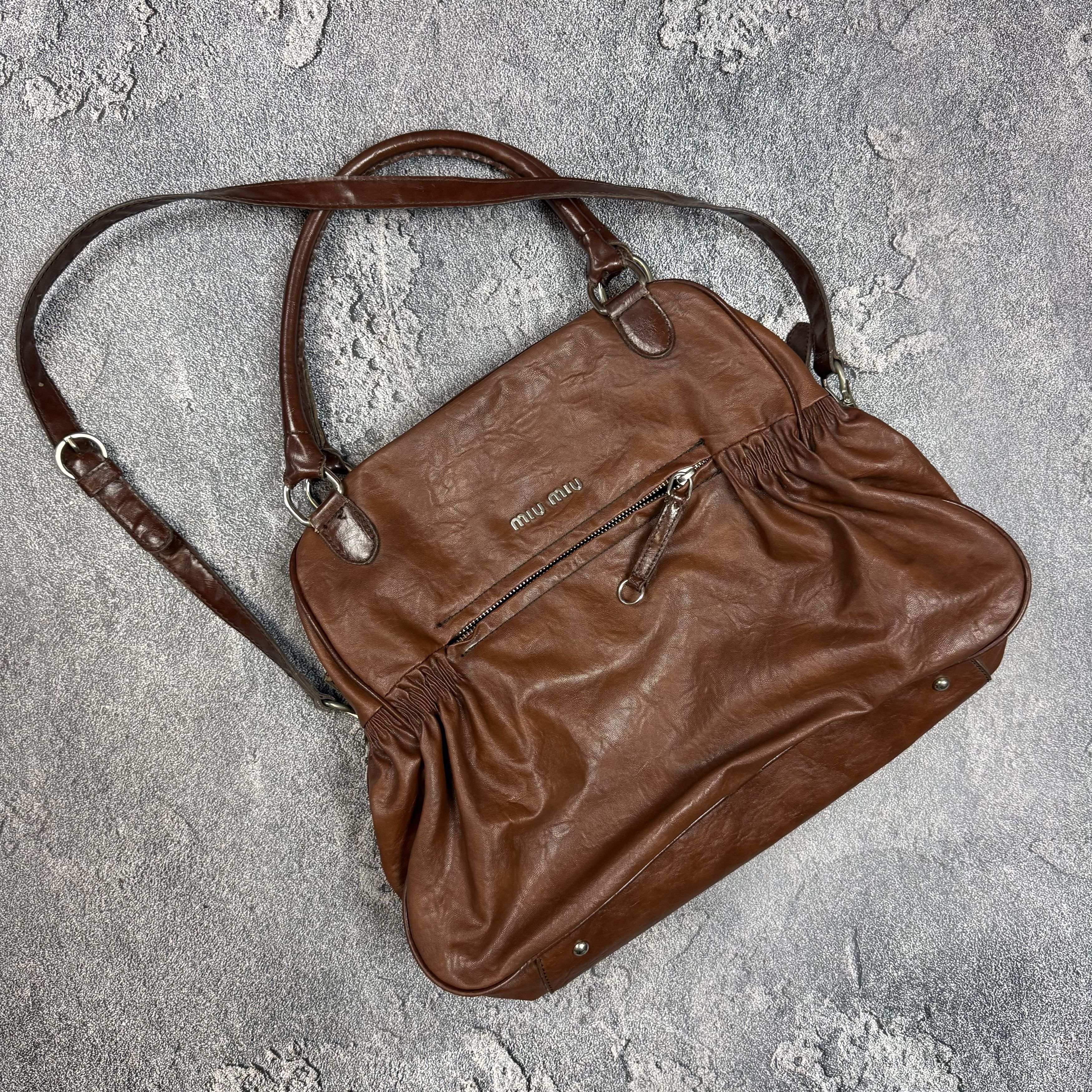 Miu Miu vintage y2k miu miu leather tote bag in brown Size ONE SIZE - 1 Thumbnail