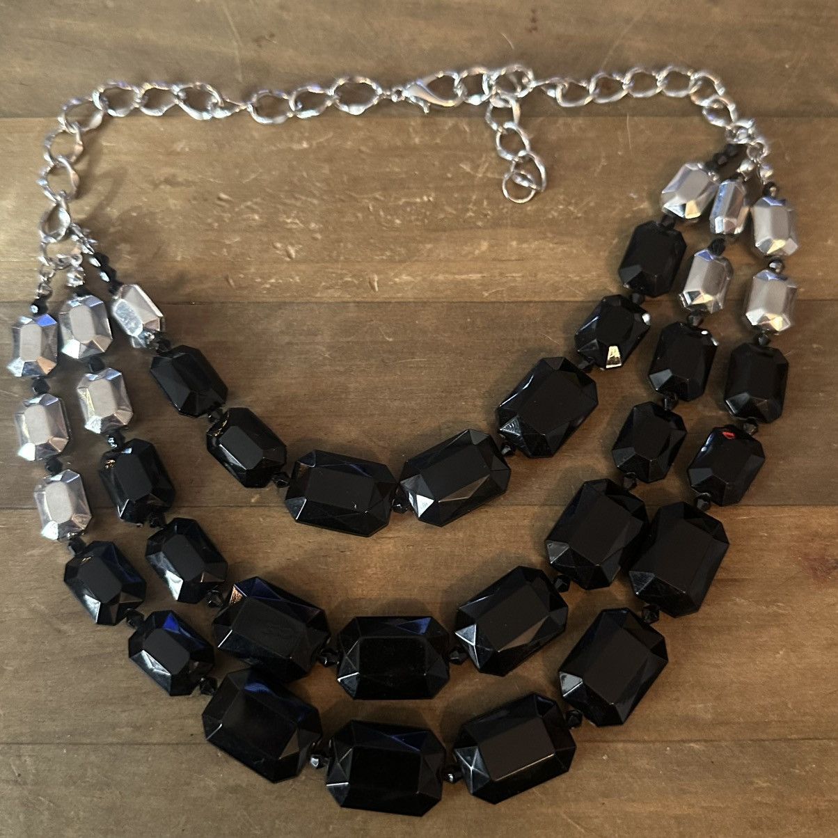 Other Black and silver multi layered stone necklace Size ONE SIZE - 2 Thumbnail