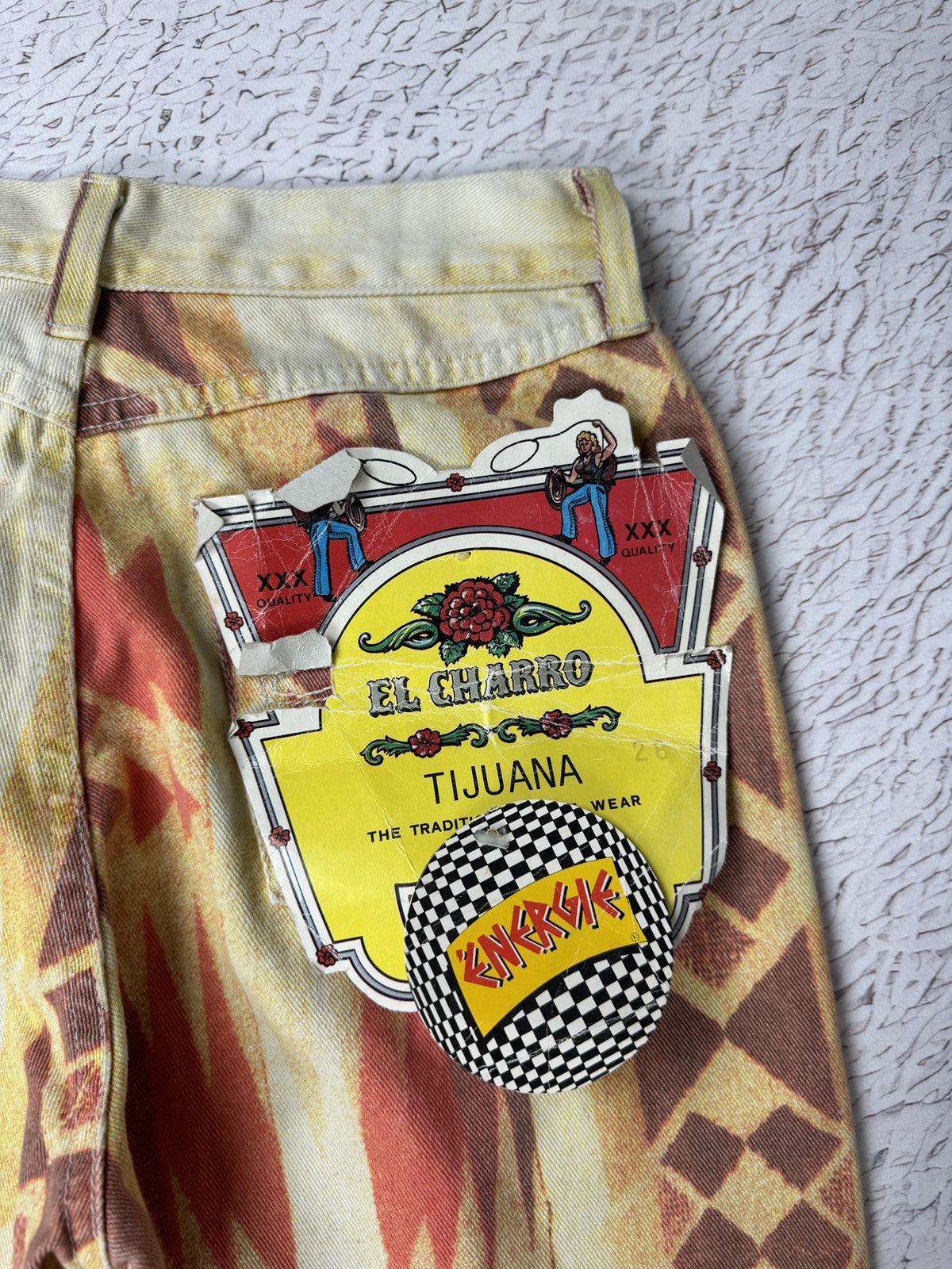 Vintage El Charro Tijuana BNWT allover pattern denim jeans pants Size 26" / US 2 / IT 38 - 18 Thumbnail