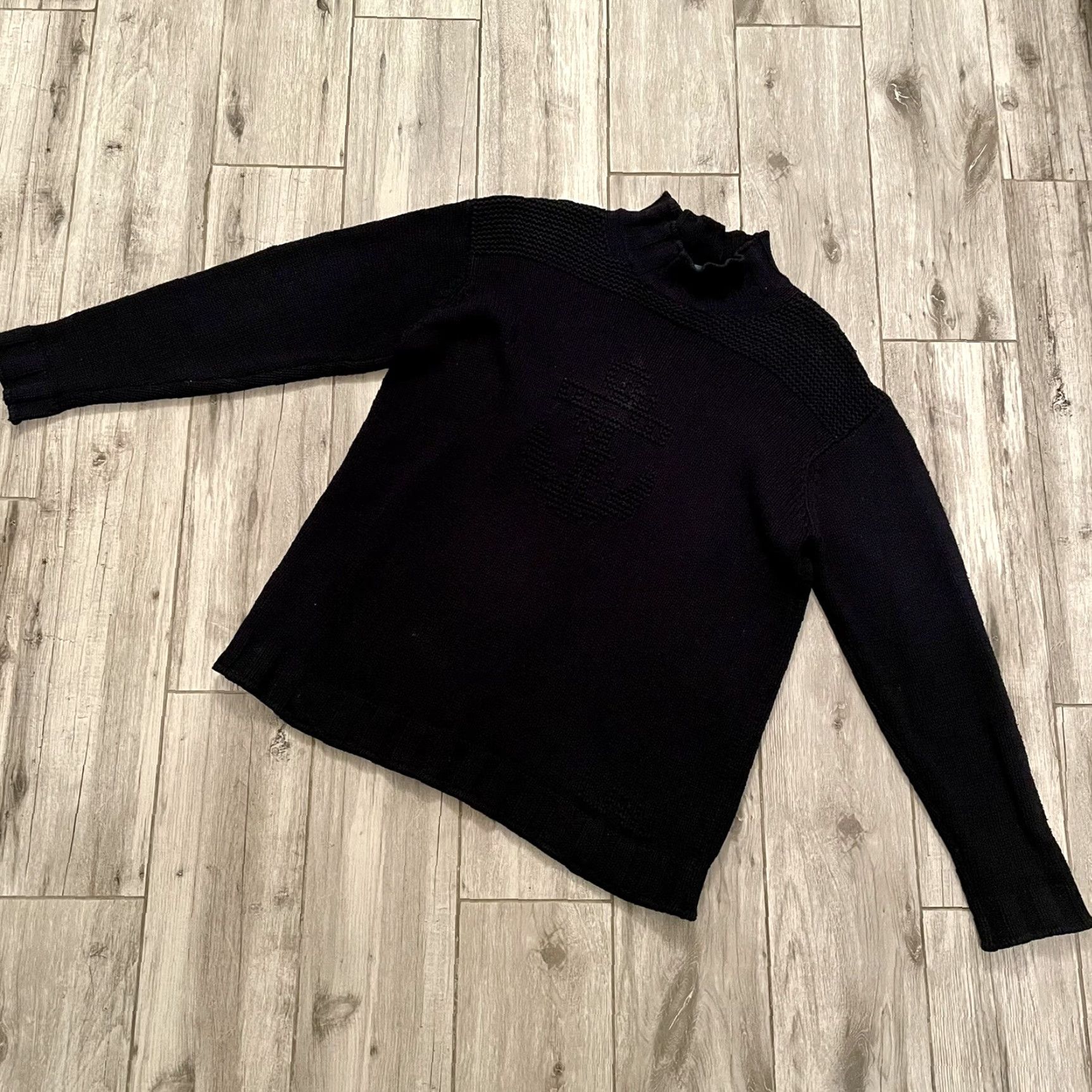 Ralph Lauren Lauren Ralph Lauren Navy Blue Knit Mock Neck Nautical Anchor Sweater Large Size L / US 10 / IT 46 - 4 Thumbnail