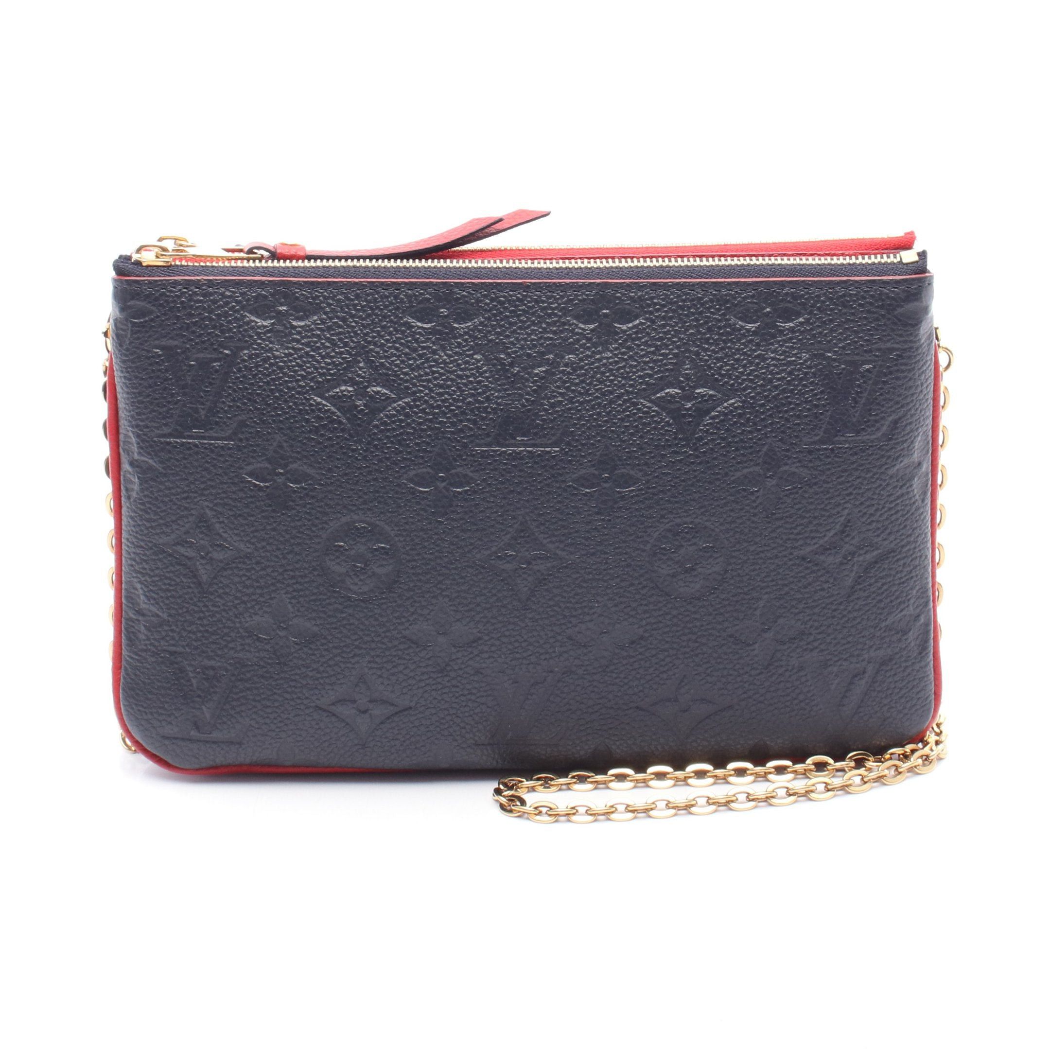 Louis Vuitton Louis Vuitton Pochette Double Zip Monogram Empreinte Marine Rouge Chain Shoulder Bag Leather Navy Red Size ONE SIZE - 1 Thumbnail