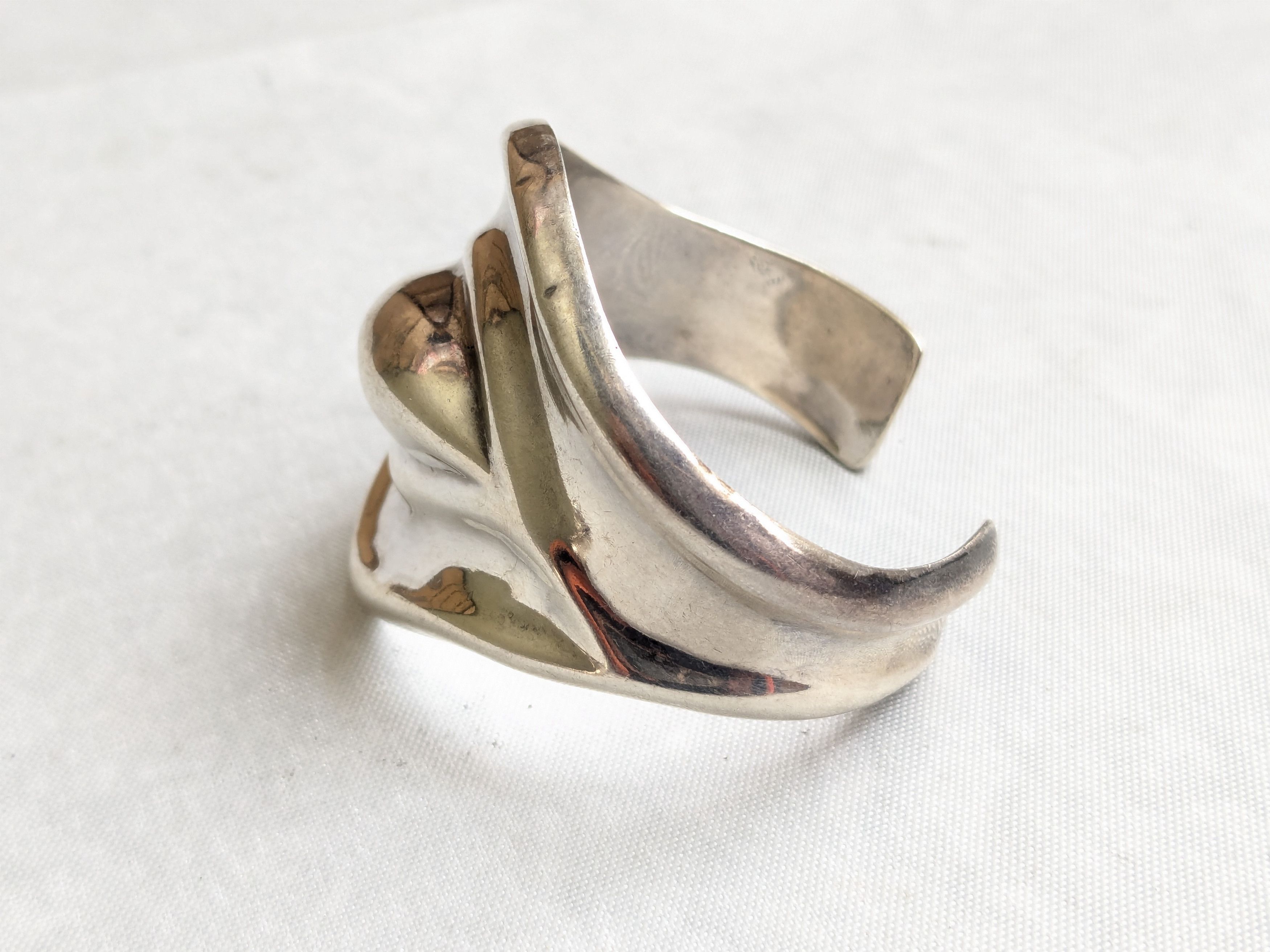 Jewelry Vintage Taxco Sterling Silver Cuff Bracelet Abstract Modern Size ONE SIZE - 2 Thumbnail