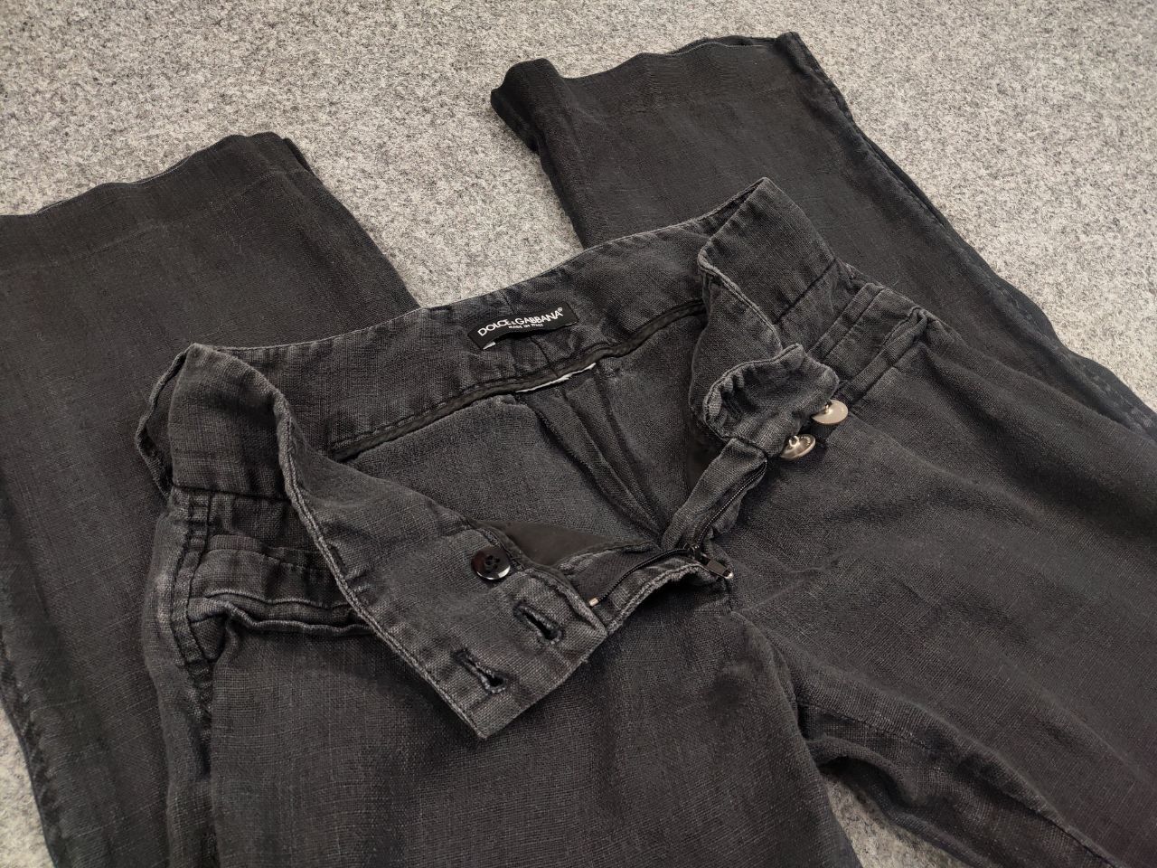 Dolce & Gabbana Vintage Dolce & Gabbana Linen Black Faded Trouser Pants Size 29" - 14 Thumbnail