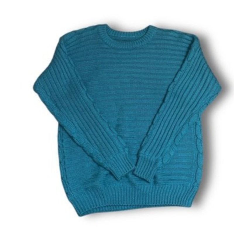 Other VINTAGE 70s Heavy Oversized Knit Sweater Teal Blue/Green XL Size XL / US 12-14 / IT 48-50 - 1 Thumbnail