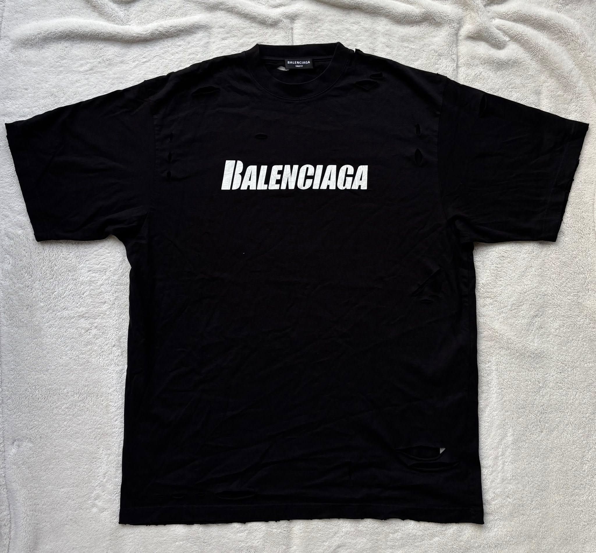 Balenciaga Balenciaga Black & White Bold Caps Logo Tees Size US XL / EU 56 / 4 - 1 Thumbnail