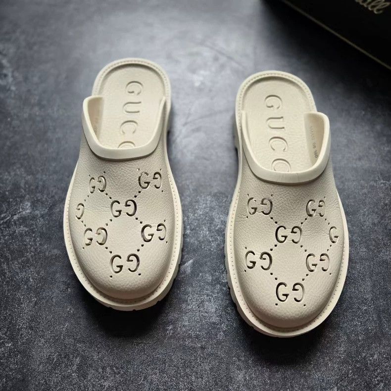 Gucci gucci perforated double g slide sandals-dmc Size US 8 / EU 41 - 1 Thumbnail
