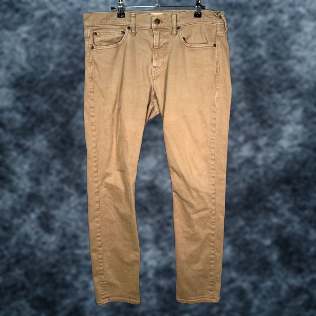 J.Crew J.CREW Slim Fit Pants Beige Stretch Cotton Blend 33 x 29 Mens Chino Straight Front Pocket Slah/Bayonet? Size US 33 - 1 Thumbnail