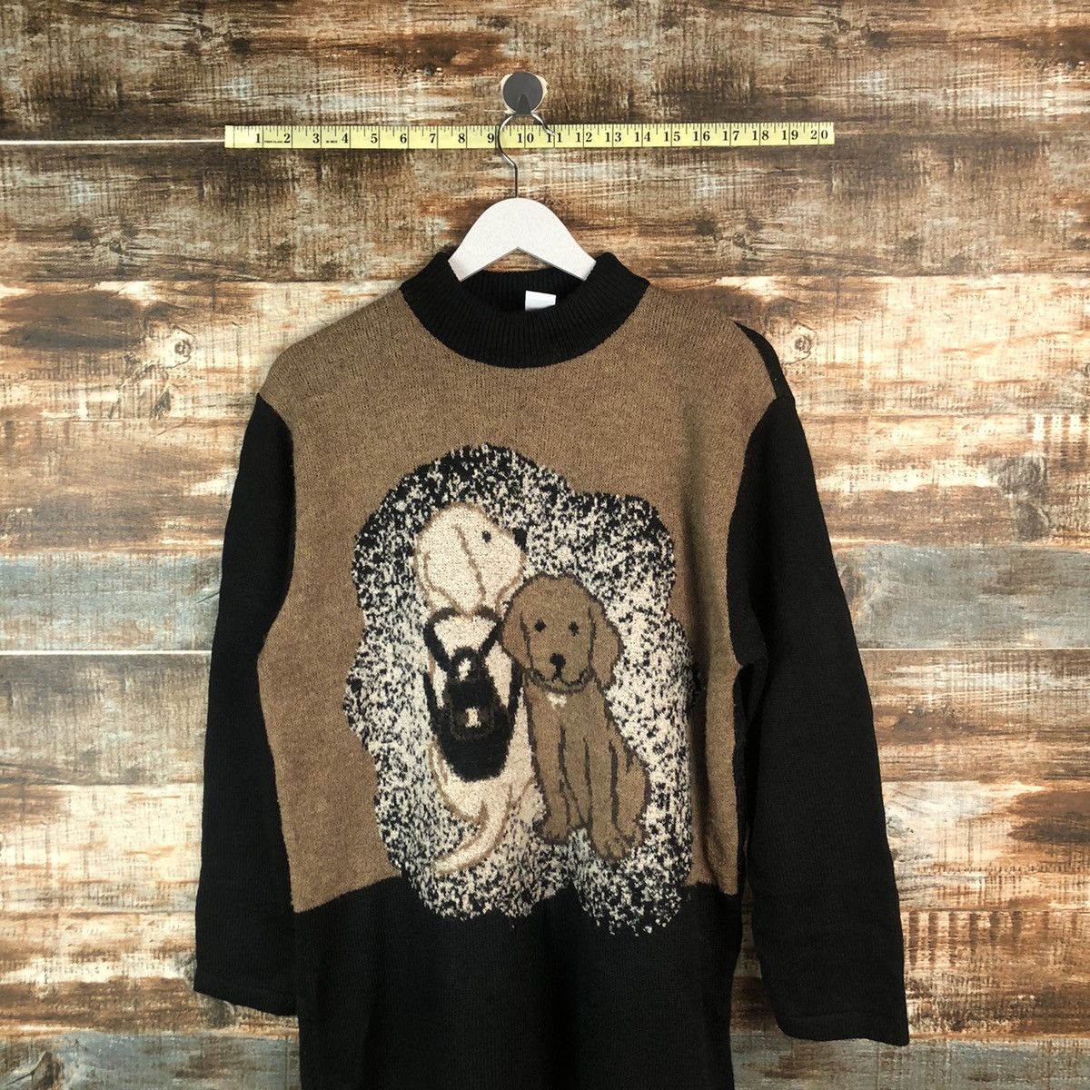 Homespun Knitwear × Japanese Brand Hamon Brown dog cartoon Knitwear #A2015 Size M / US 6-8 / IT 42-44 - 2 Thumbnail