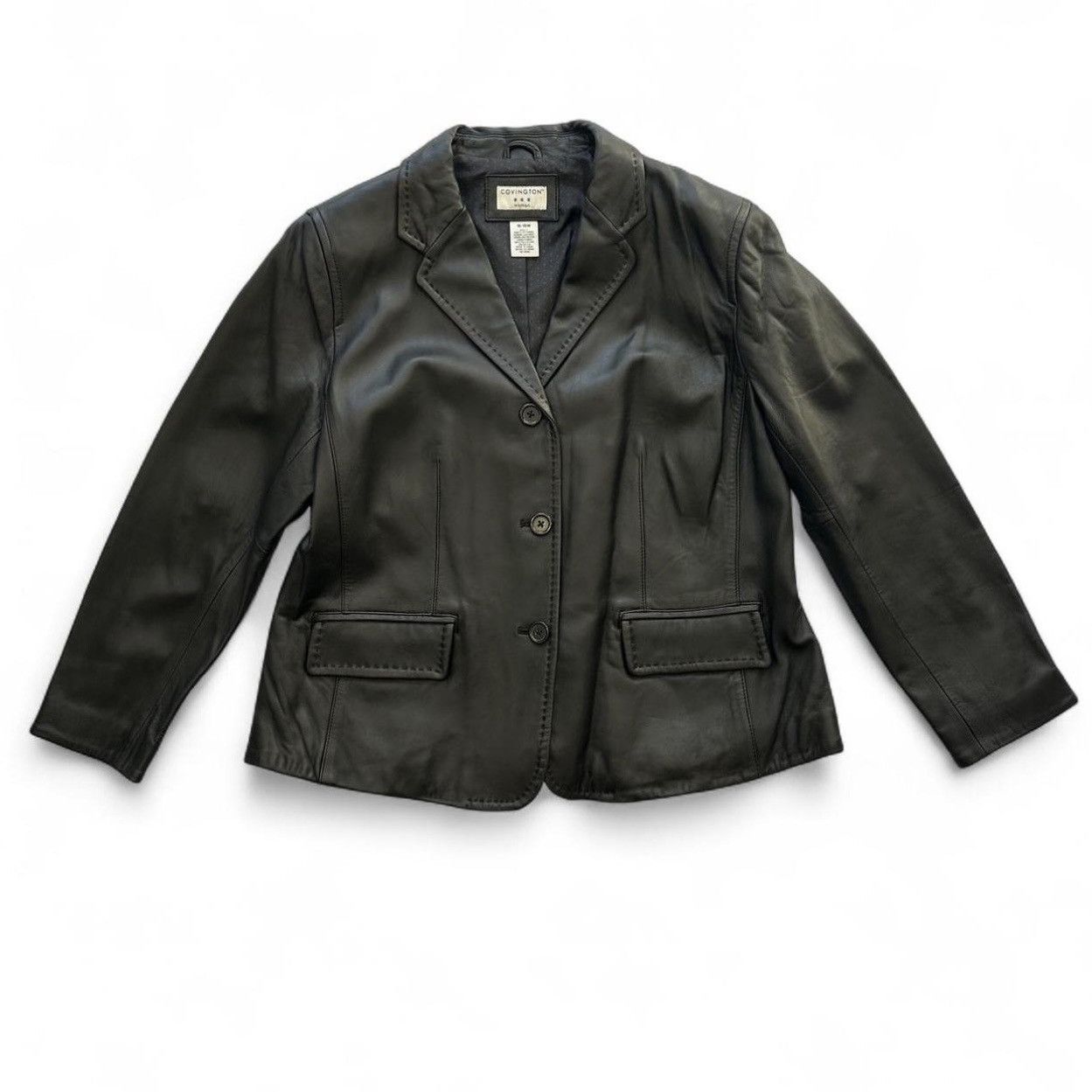Covington Black Leather Blazer – Women’s 16W–18W