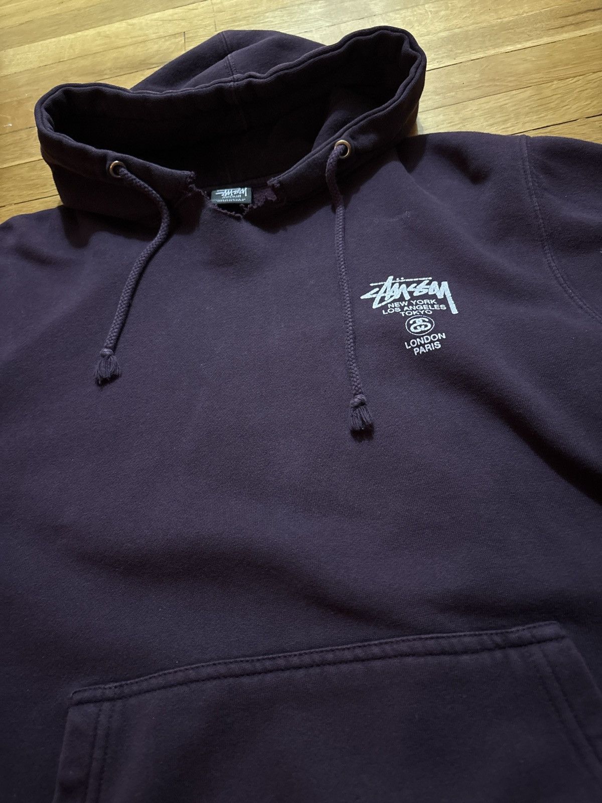 Japanese Brand Vintage 90’s Stussy Worldwide World Tour Distressed Hoodie Size US M / EU 48-50 / 2 - 2 Thumbnail
