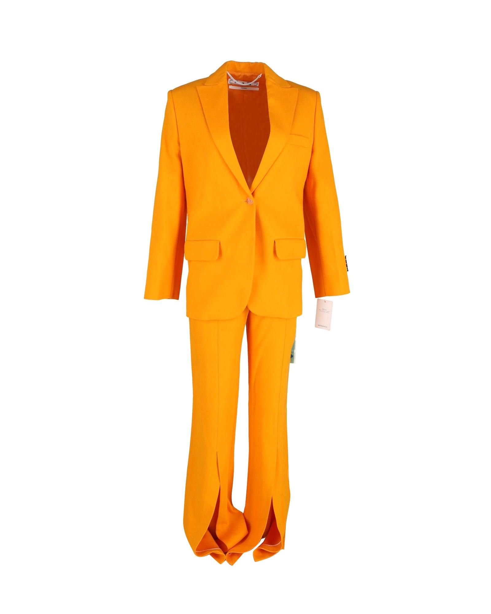 image of Off White Orange Viscose Suit Set With Blazer And Tailored Pants, Women's (Size XS)