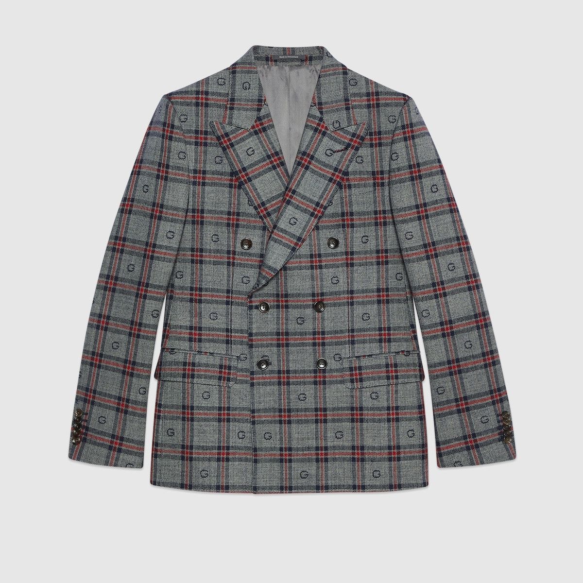 o1s1wg110125 G Check Wool Jacket in Multicolor