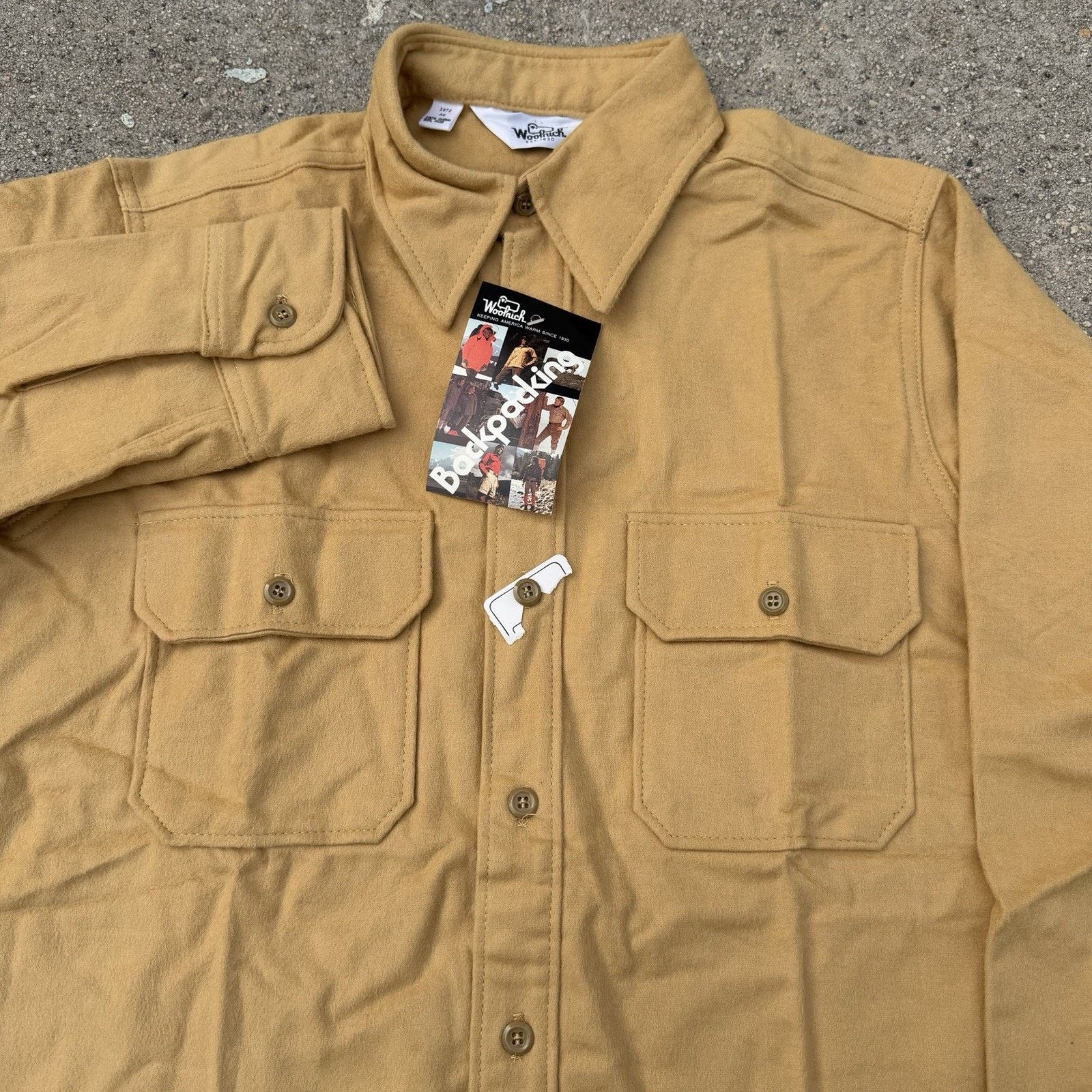 Vintage × Woolrich Woolen Mills NWT Vintage 60s Woolrich Tan Khaki Chamois Shirt Sz L Size US L / EU 52-54 / 3 - 1 Thumbnail