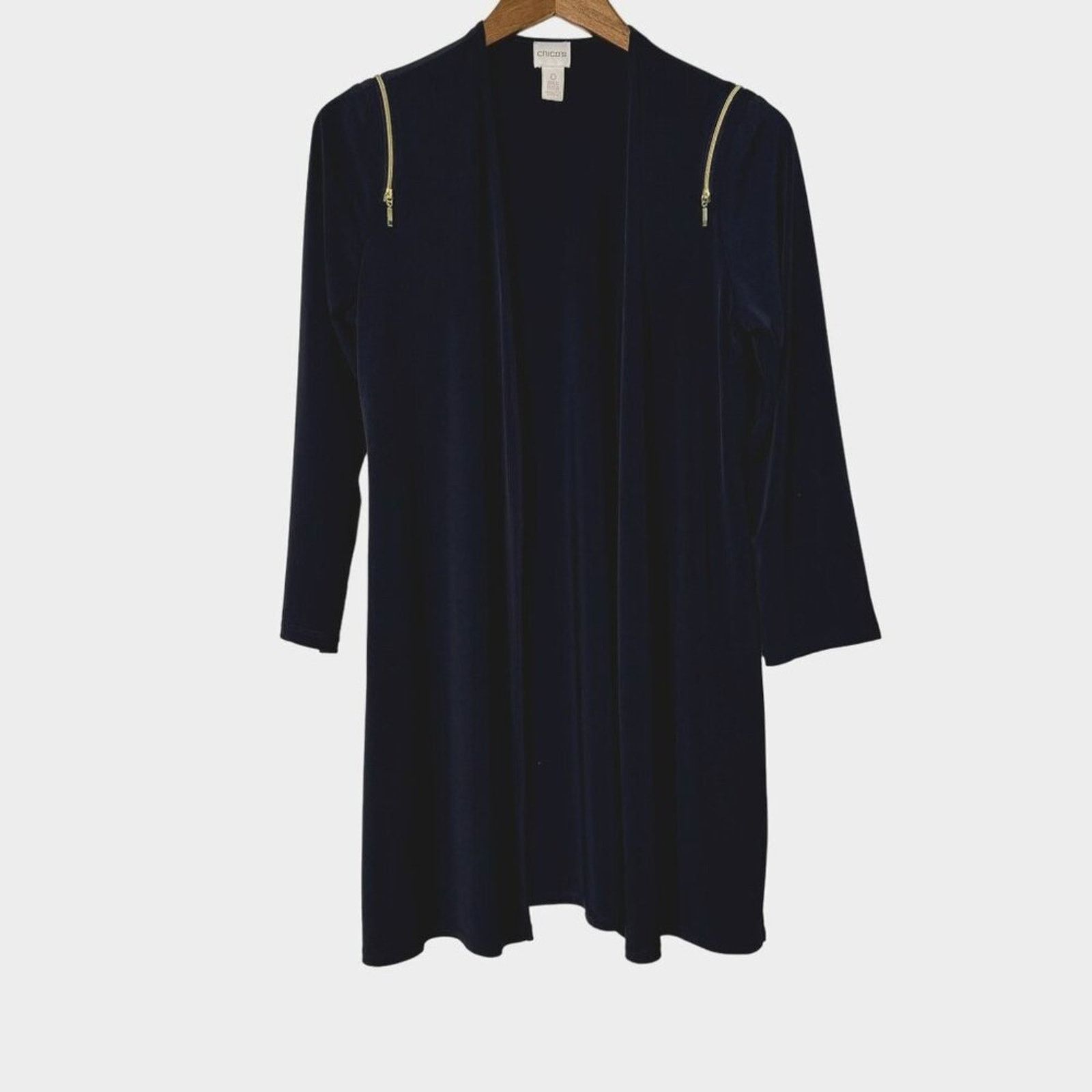 Chicos Chico's Blue 3/4 Sleeve Open Front Cardigan Size Small Size S / US 4 / IT 40 - 2 Thumbnail