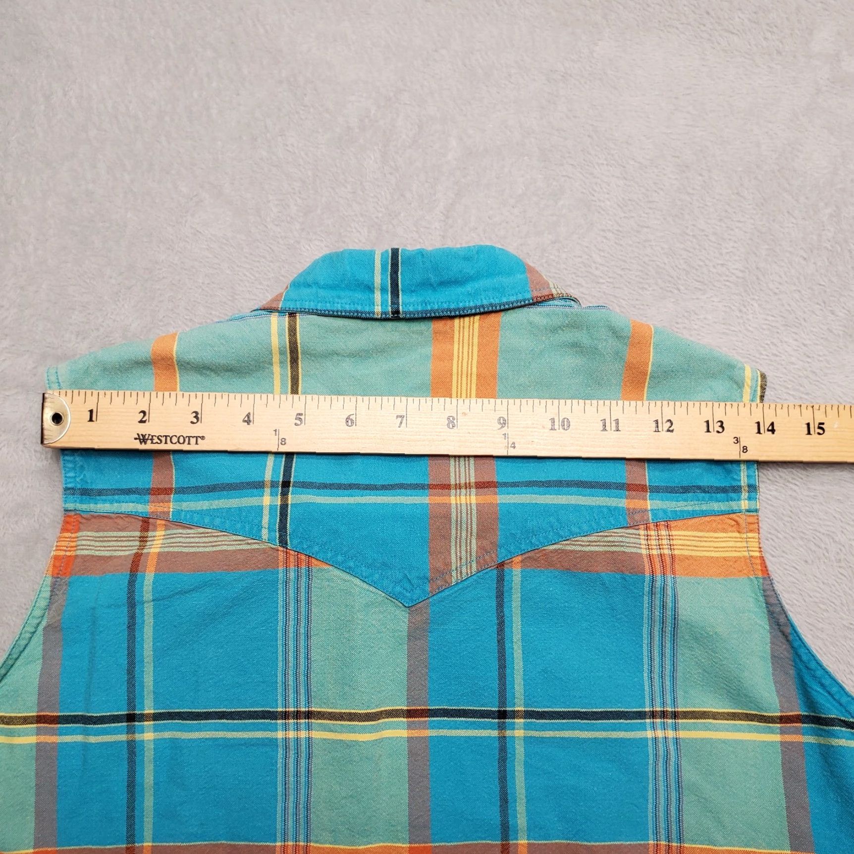 Roper VINTAGE Roper Vest Womens Large Blue Green Plaid Button up Western Cowboy Casual Shirt Size L / US 10 / IT 46 - 6 Thumbnail