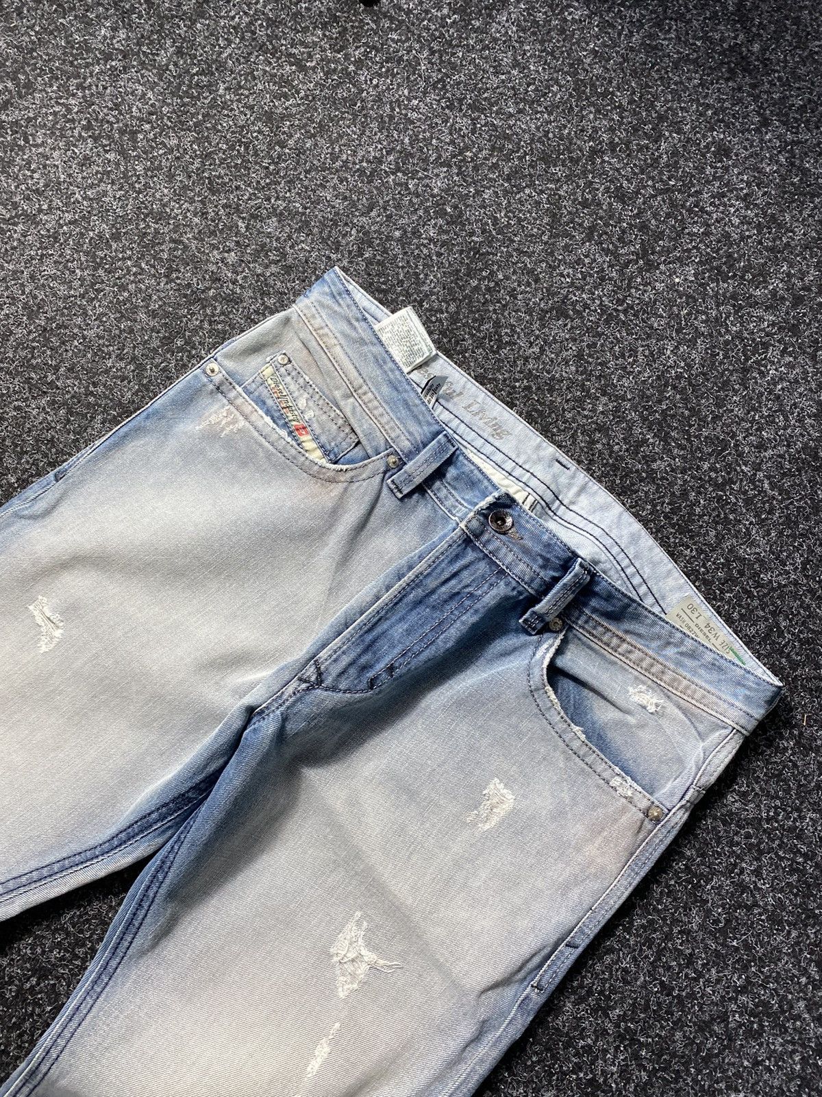 Diesel × Japanese Brand 🔥Diesel Washed Blue White Opium Punk Distressed Jeans Owens Size US 34 / EU 50 - 4 Thumbnail